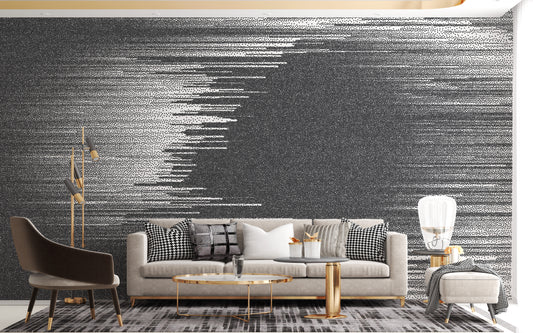 Black and White Glitch Abstract Wall Art Wall Mural