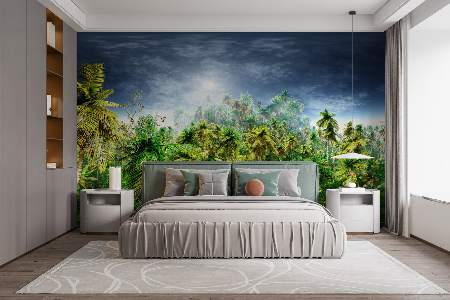 Vivid Green Rainy Morning Jungle Wallpaper Mural