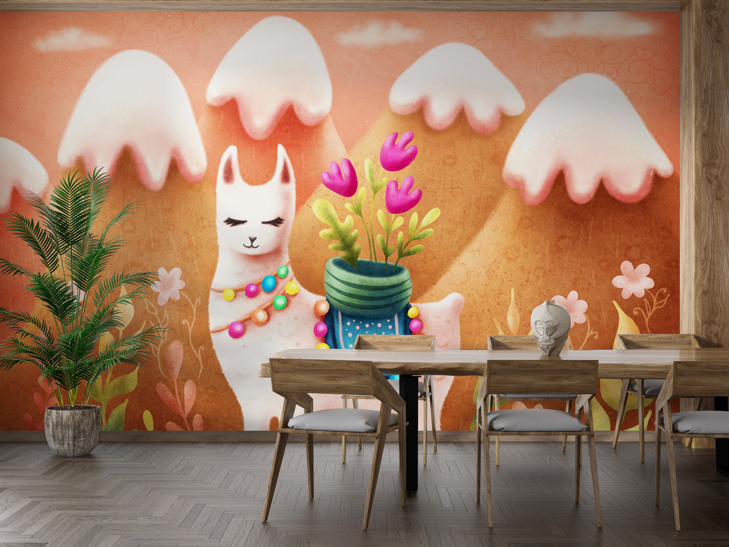 Wander Lama Dusty Mountains Wallpaper Mural