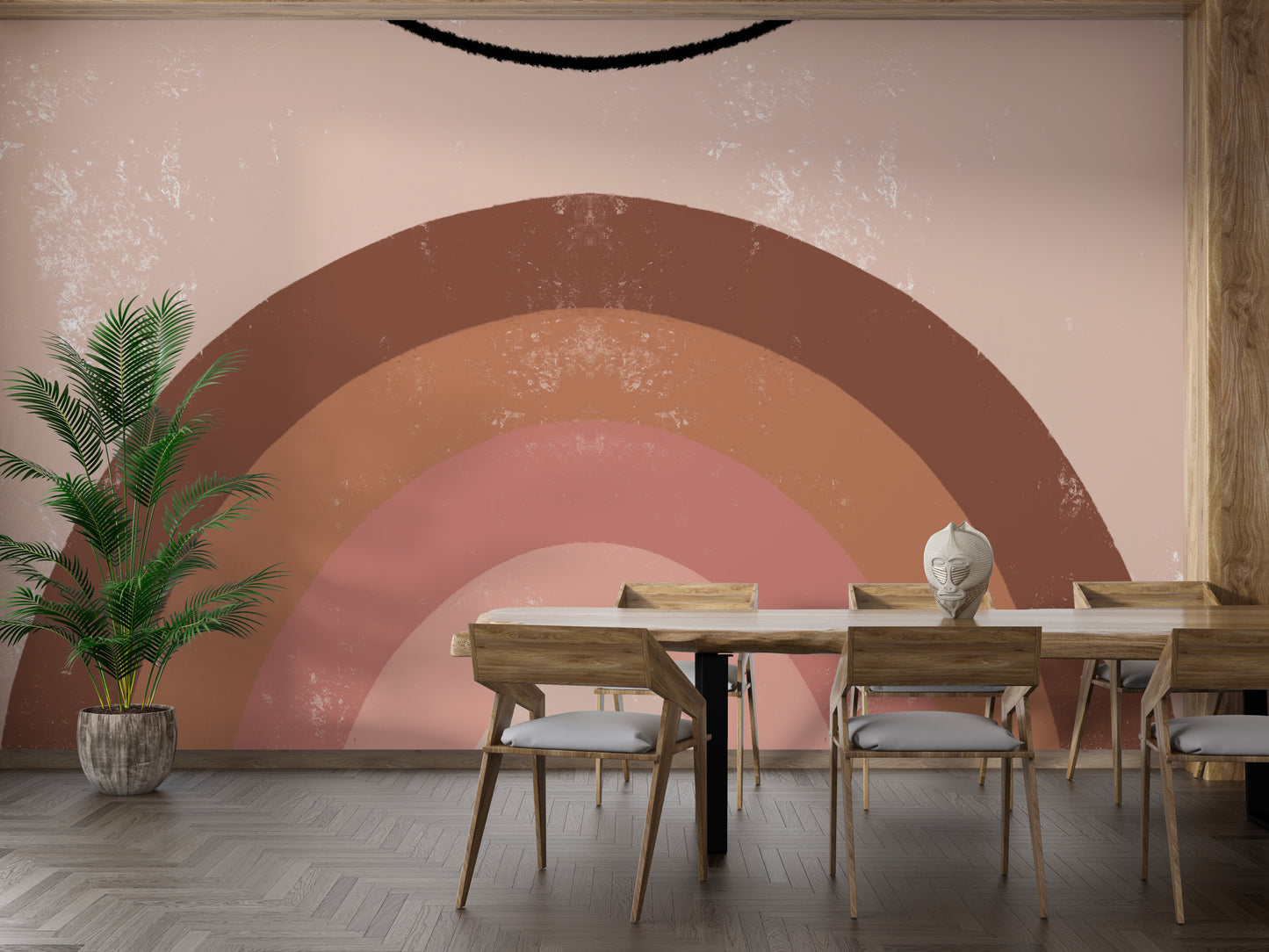 Brown Boho Kids Rainbow Wallpaper Mural