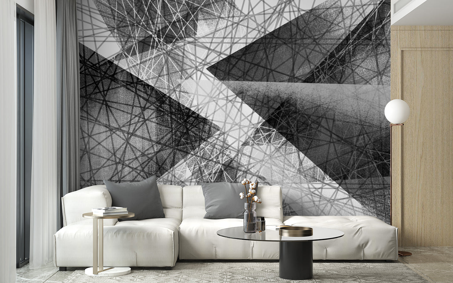 Black & White Monochrome Geometric Art Wallpaper