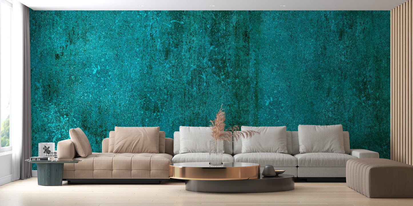 Turquoise Rustic Concrete Texture Wallpaper Mural