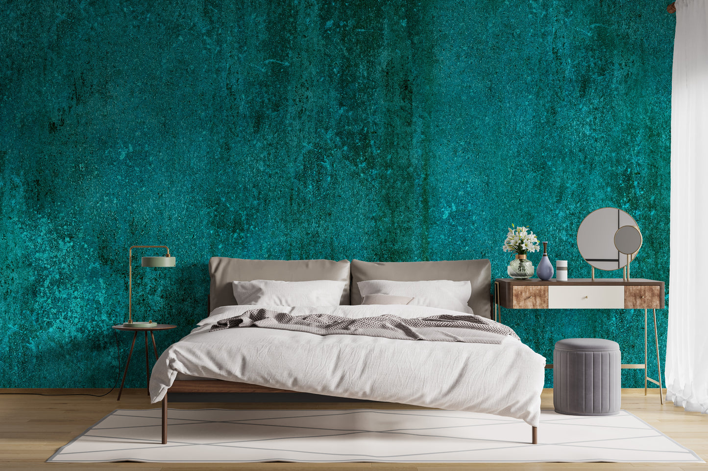 Turquoise Rustic Concrete Texture Wallpaper Mural