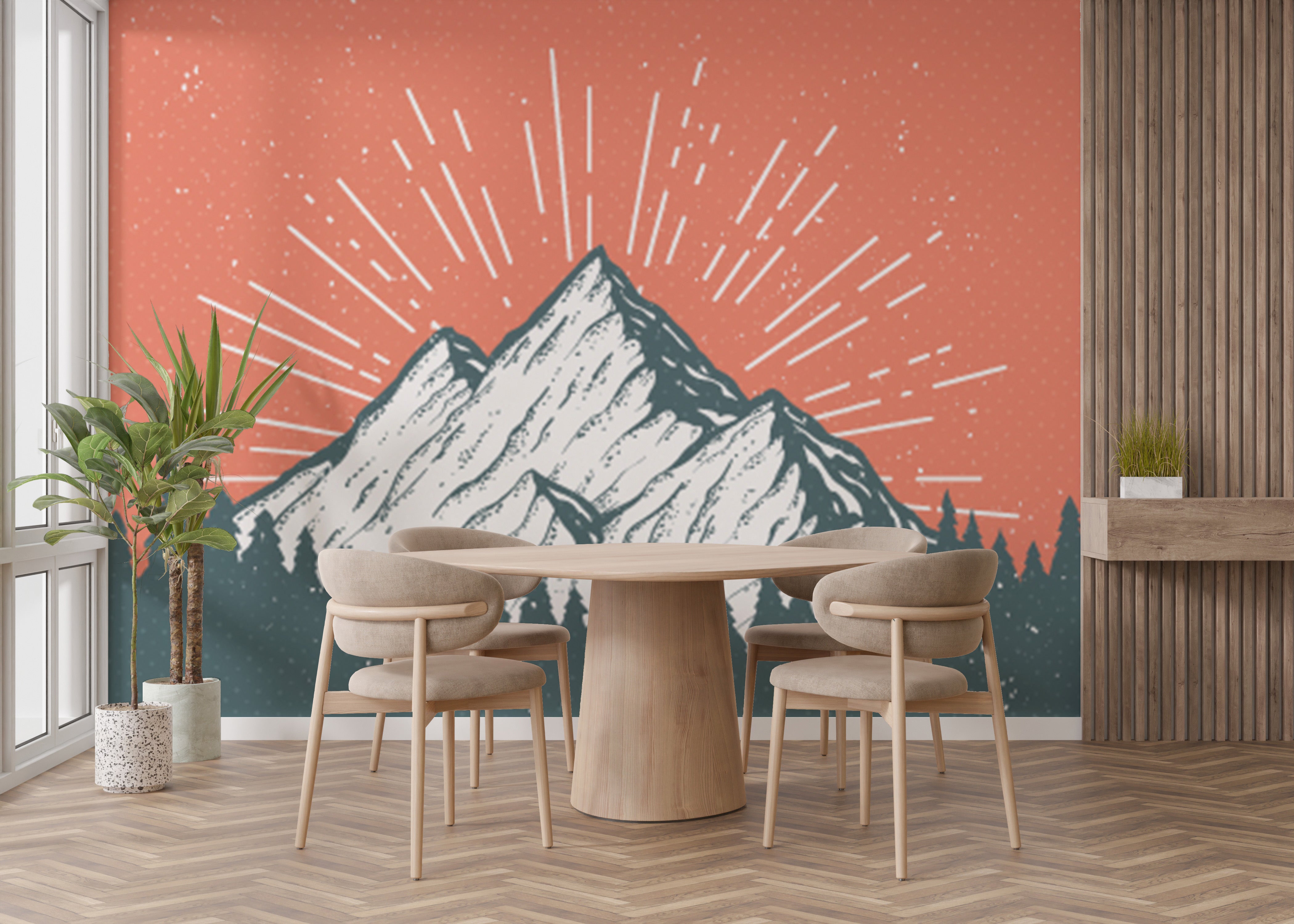 Snowy mountain mural for children’s rooms
