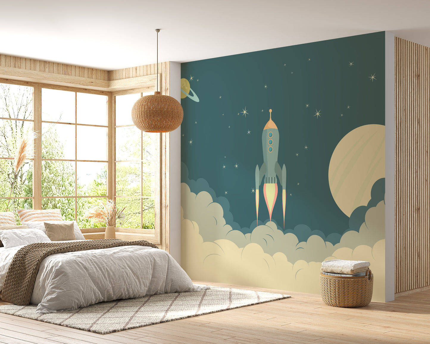 Launch Rocket Kids Cartoon Wallpaper Mural