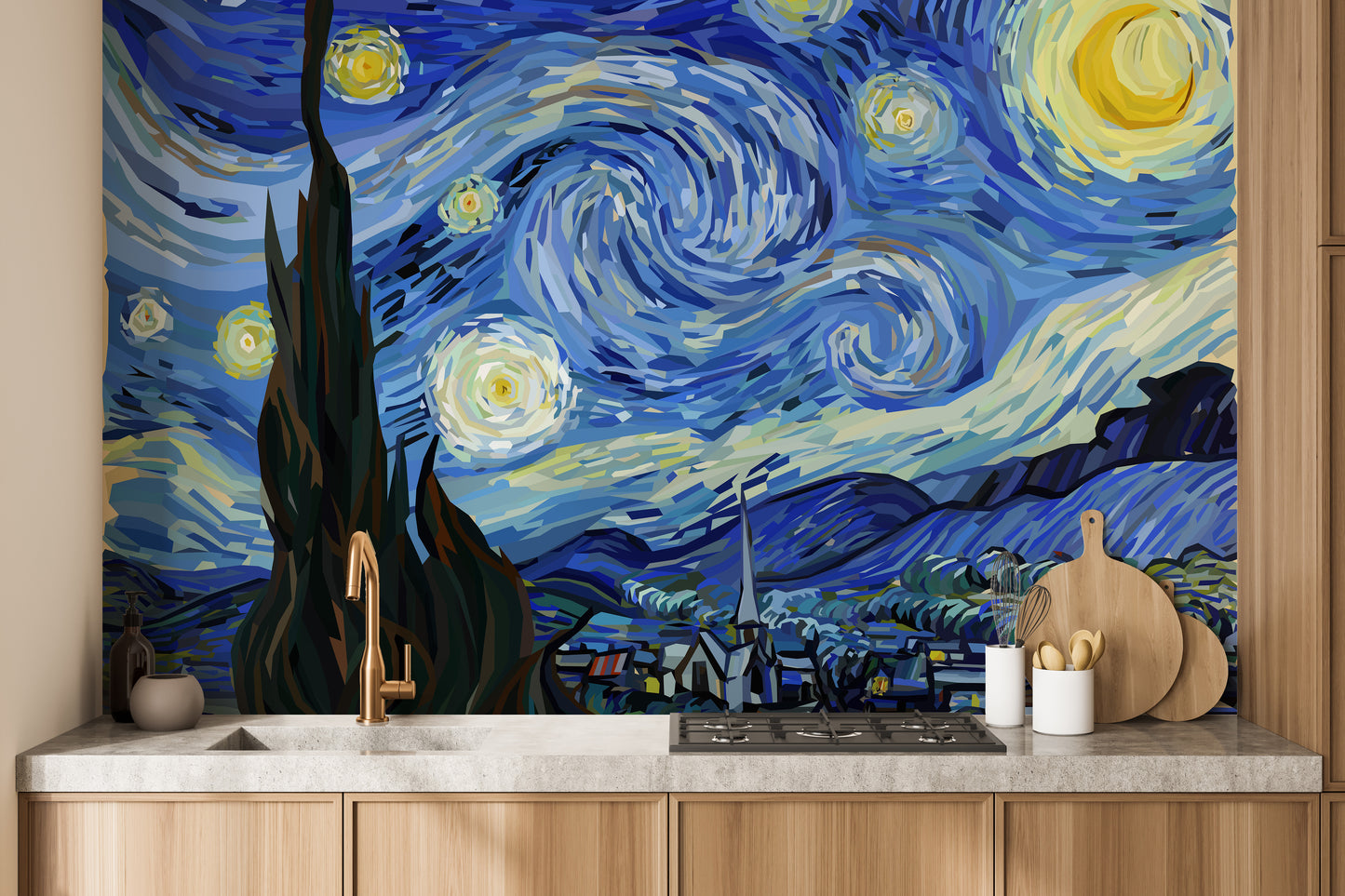 Starry Night Van Gogh Design Wallpaper Mural