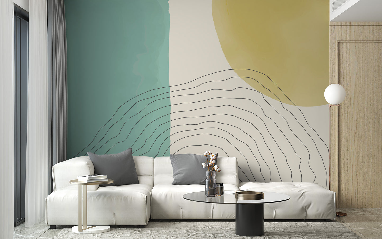 Dual Tone Watercolor Abstract Wallpaper Mural