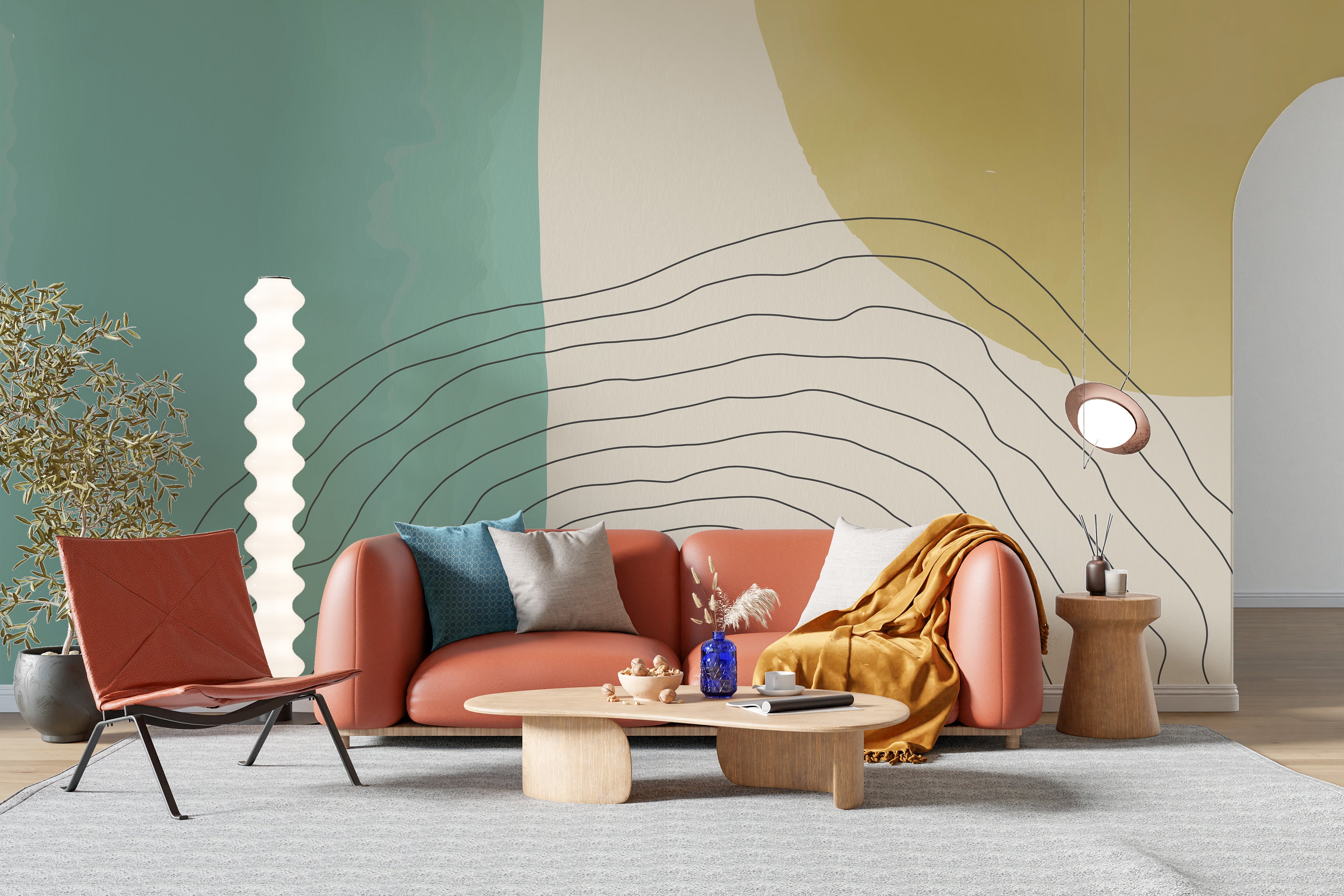 Dual Tone Watercolor Abstract Wallpaper Mural