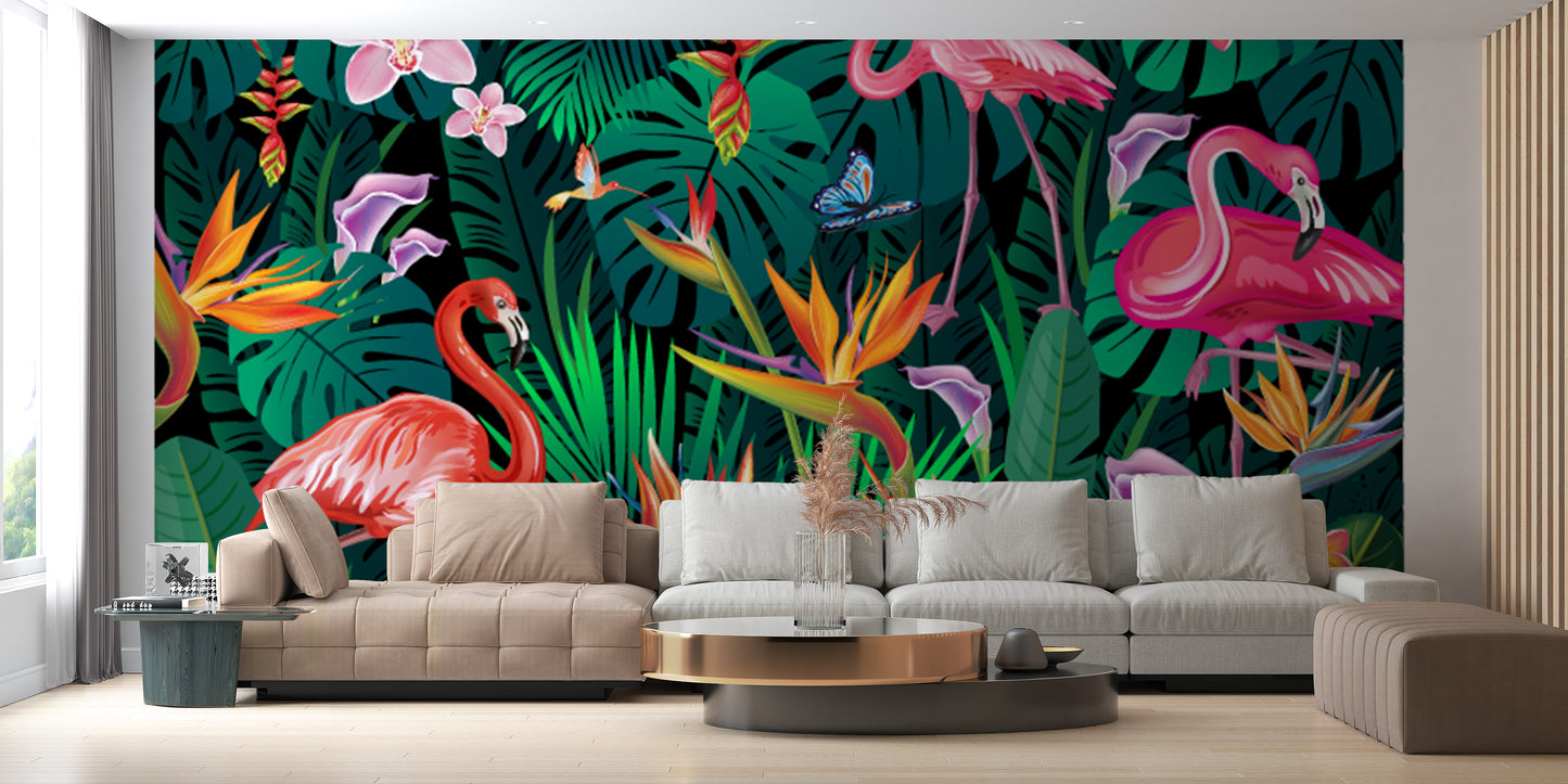 Fancy Flamingos Wallpaper Mural