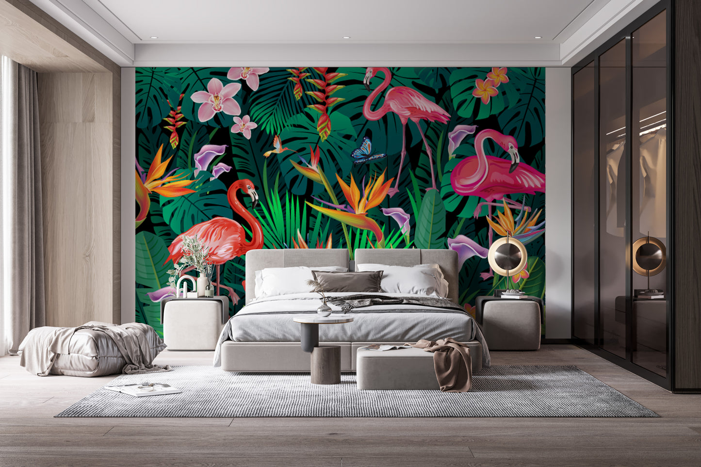 Fancy Flamingos Wallpaper Mural