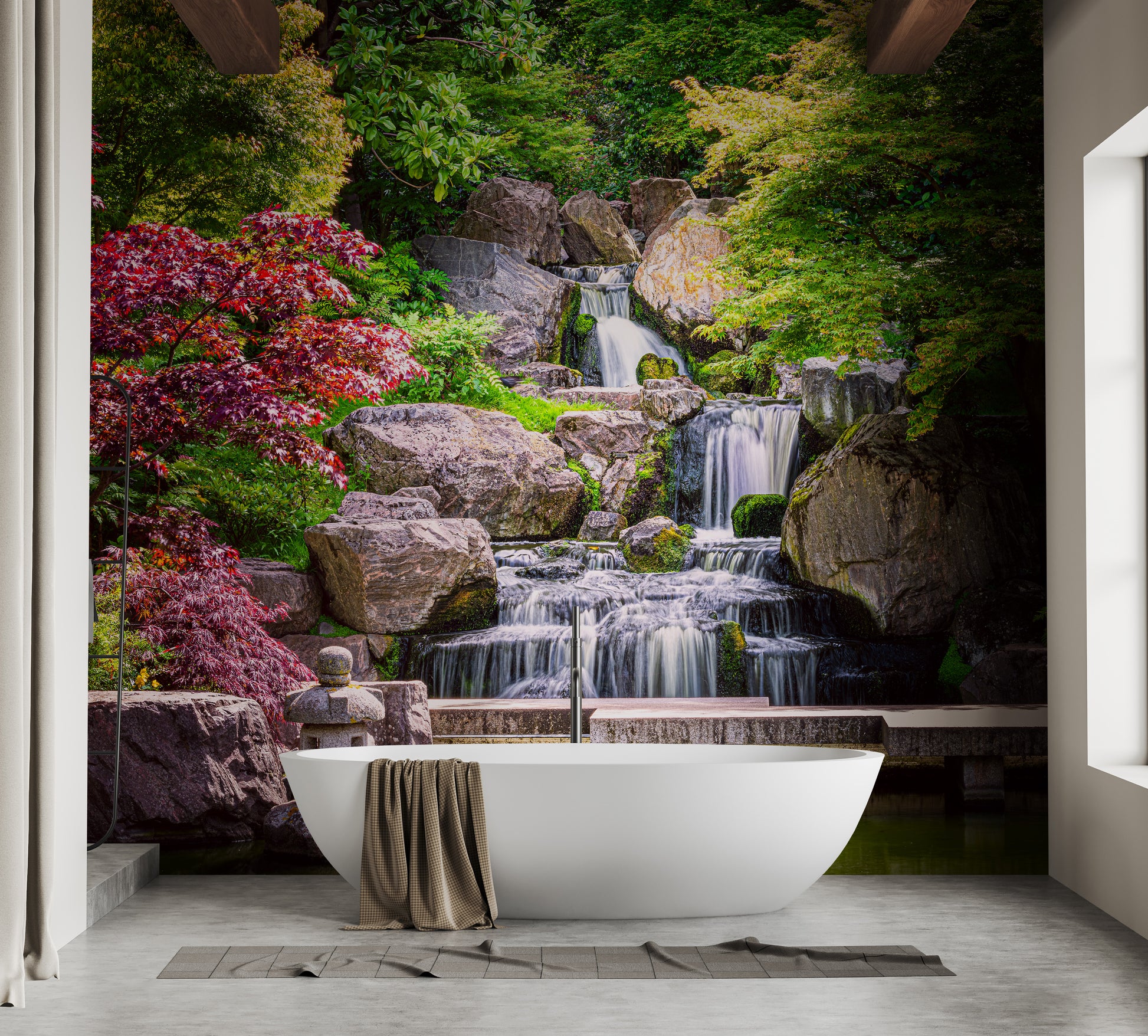 Garden waterfall nature wallpaper mural for walls