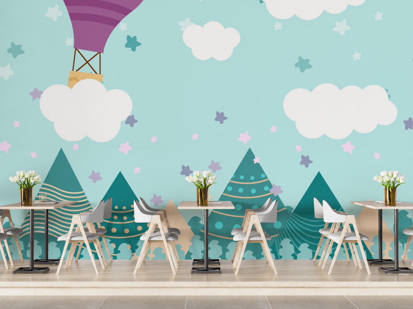 Hot Air Balloons Nursery Wallpaper Wall Mural