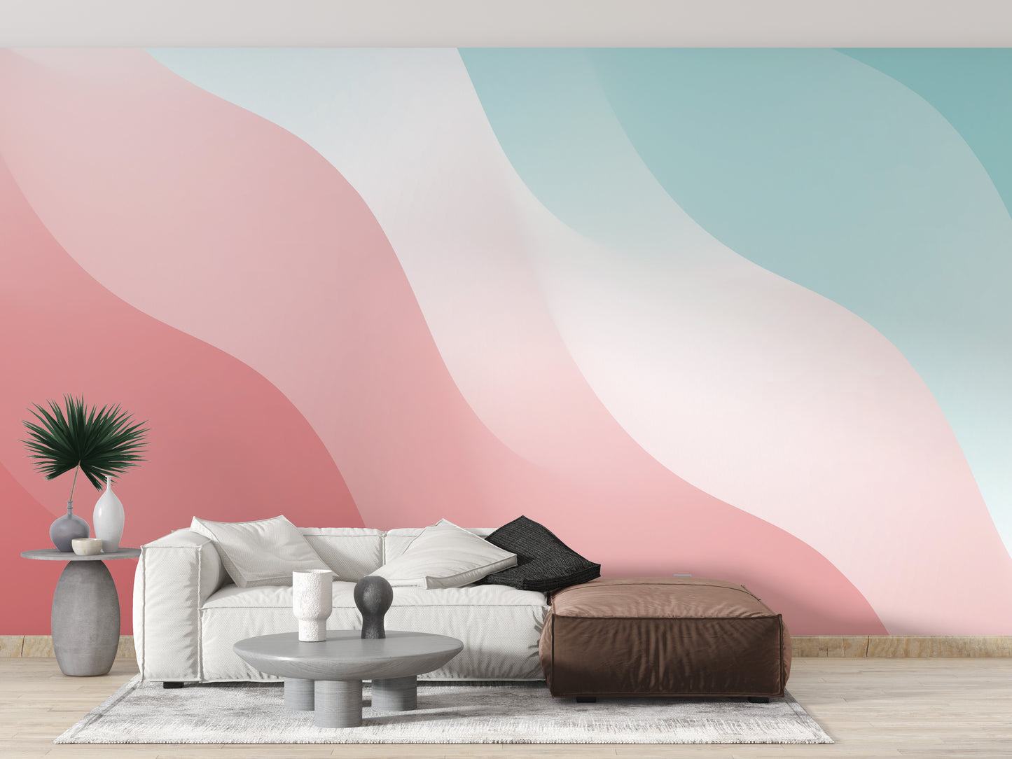 Pink & Blue Colorful Wavy Shades Wallpaper Murals