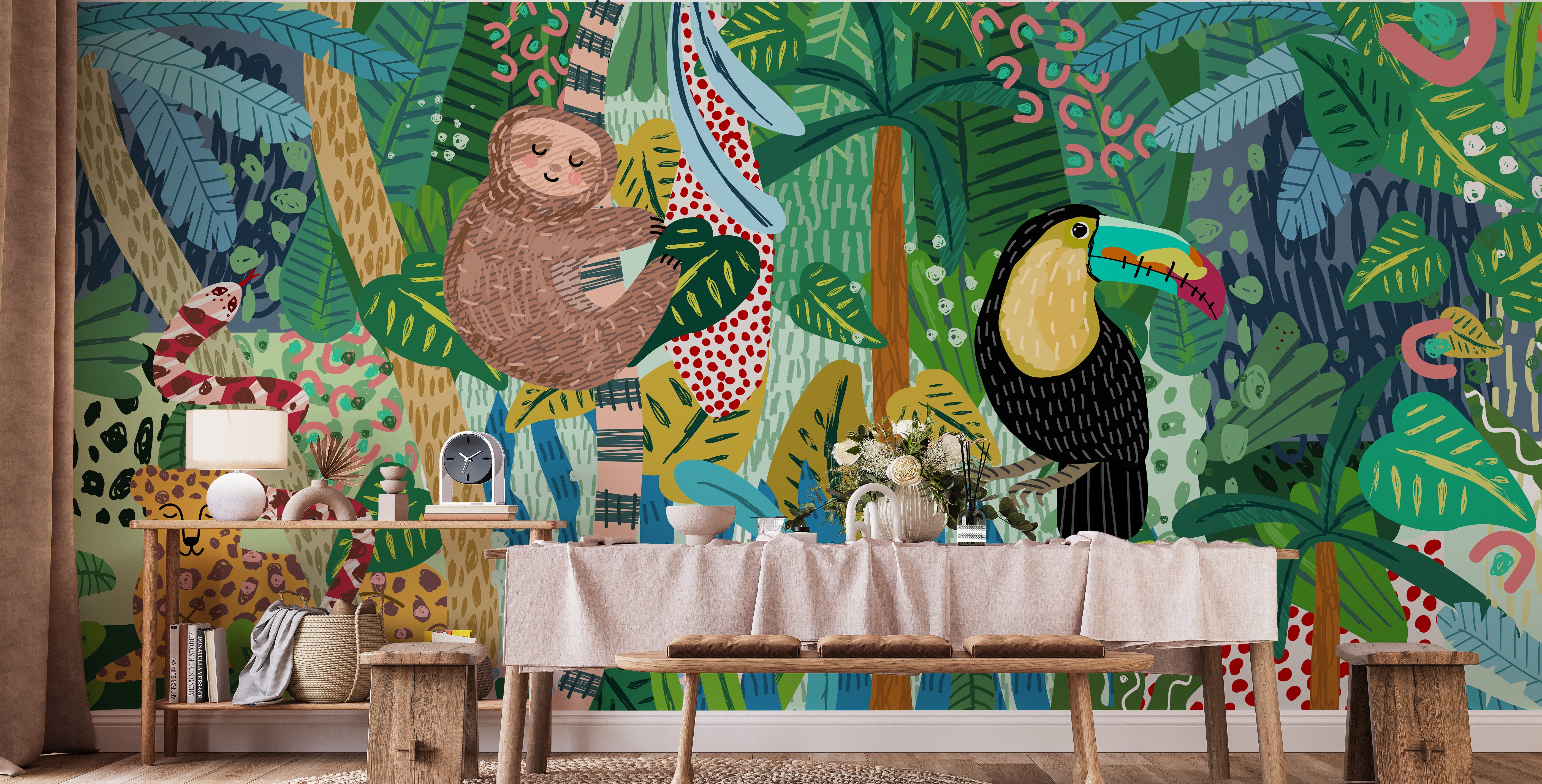 Playful Toucan Wallpaper for Dining