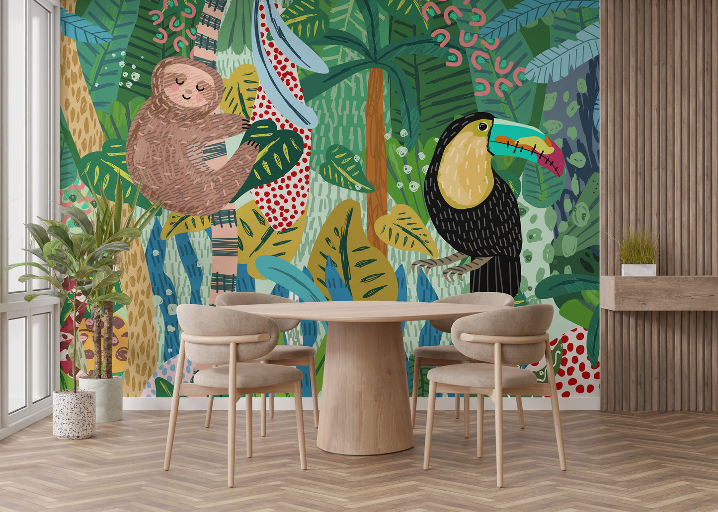 Jungle-Themed Wallpaper for Dining