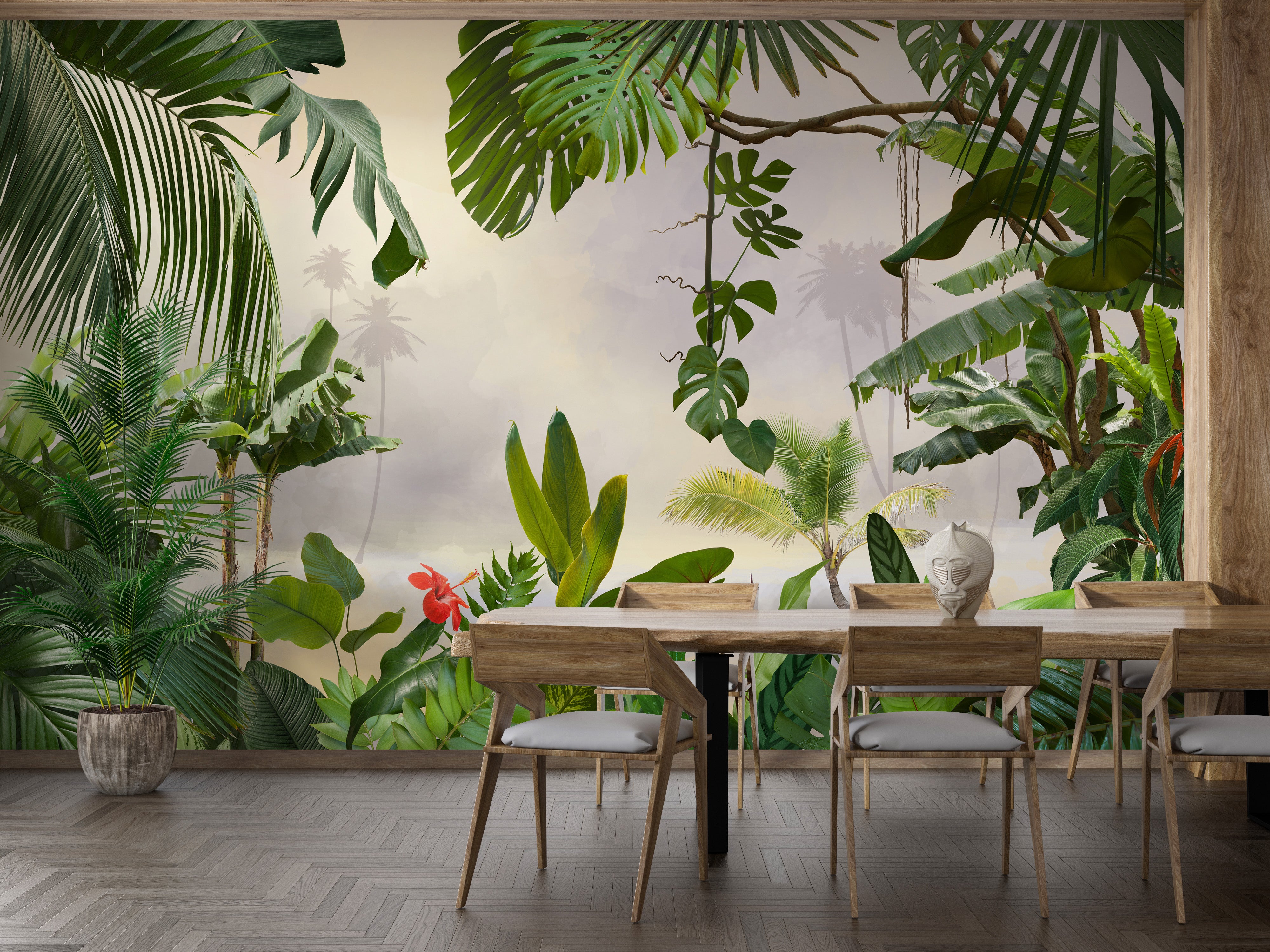 Green Tropical Forest Trees Wallpaper Murals - Giffywalls