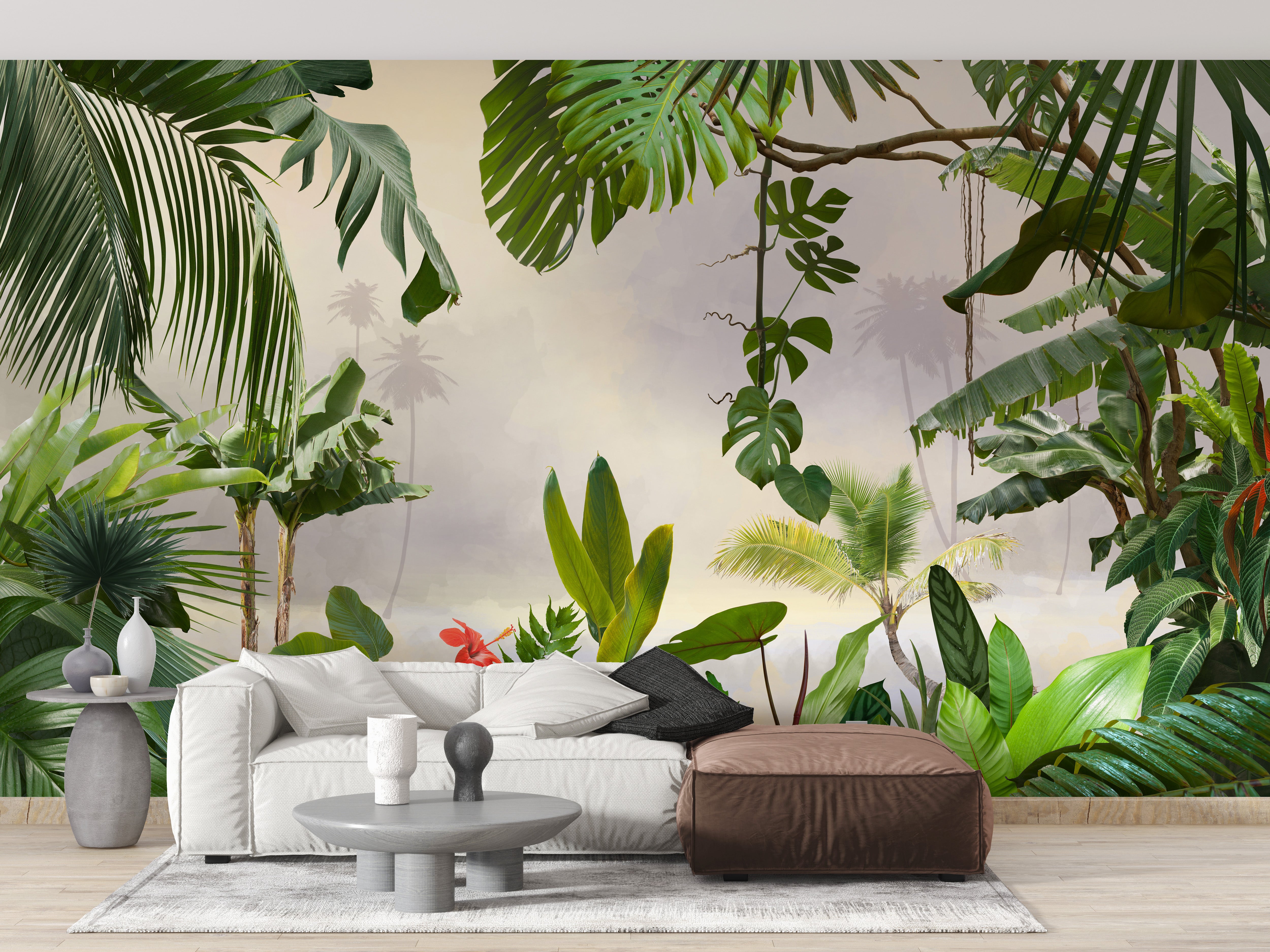 Green Tropical Forest Trees Wallpaper Murals - Giffywalls