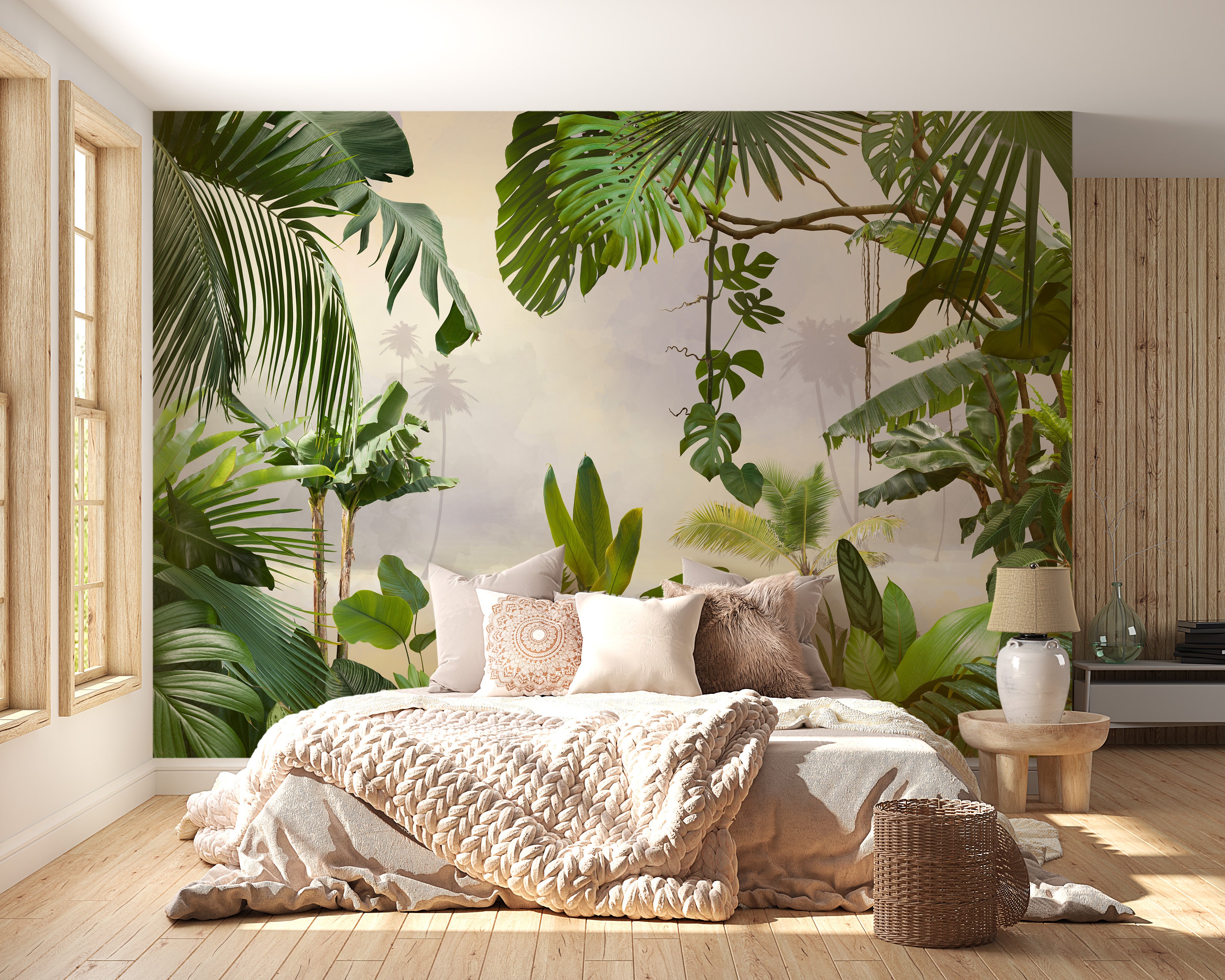 Green Tropical Forest Trees Wallpaper Murals - Giffywalls