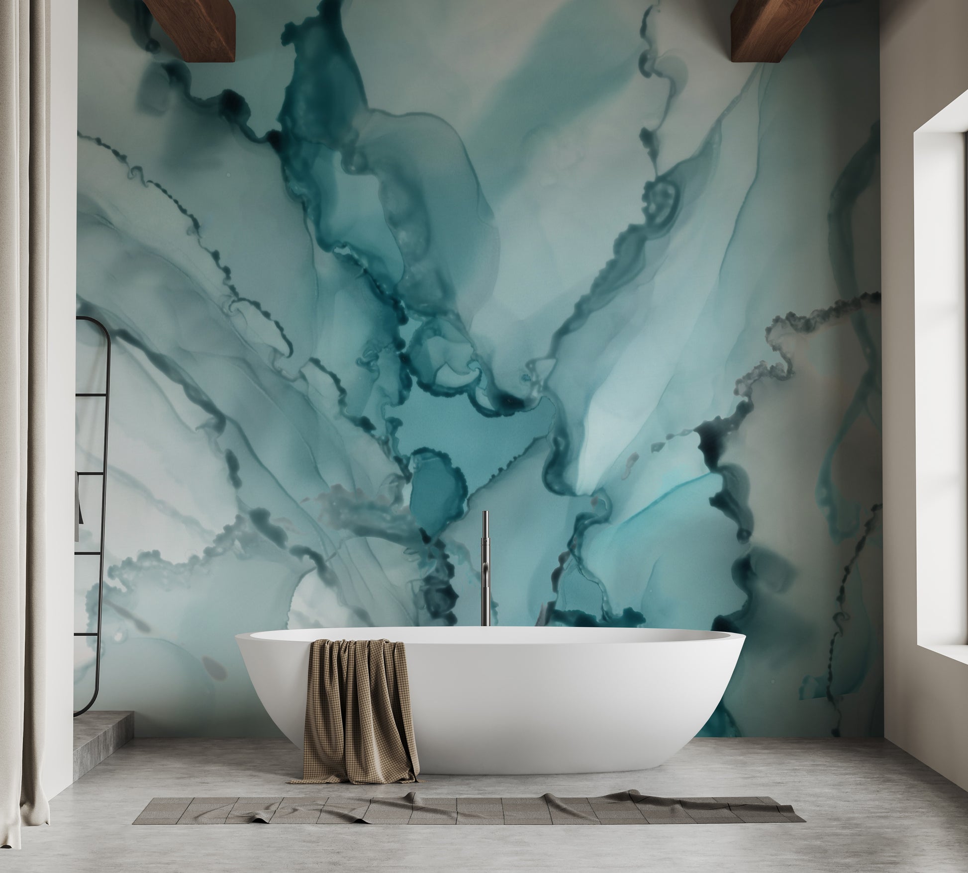 Abstract blue ink marble effect wallpaper