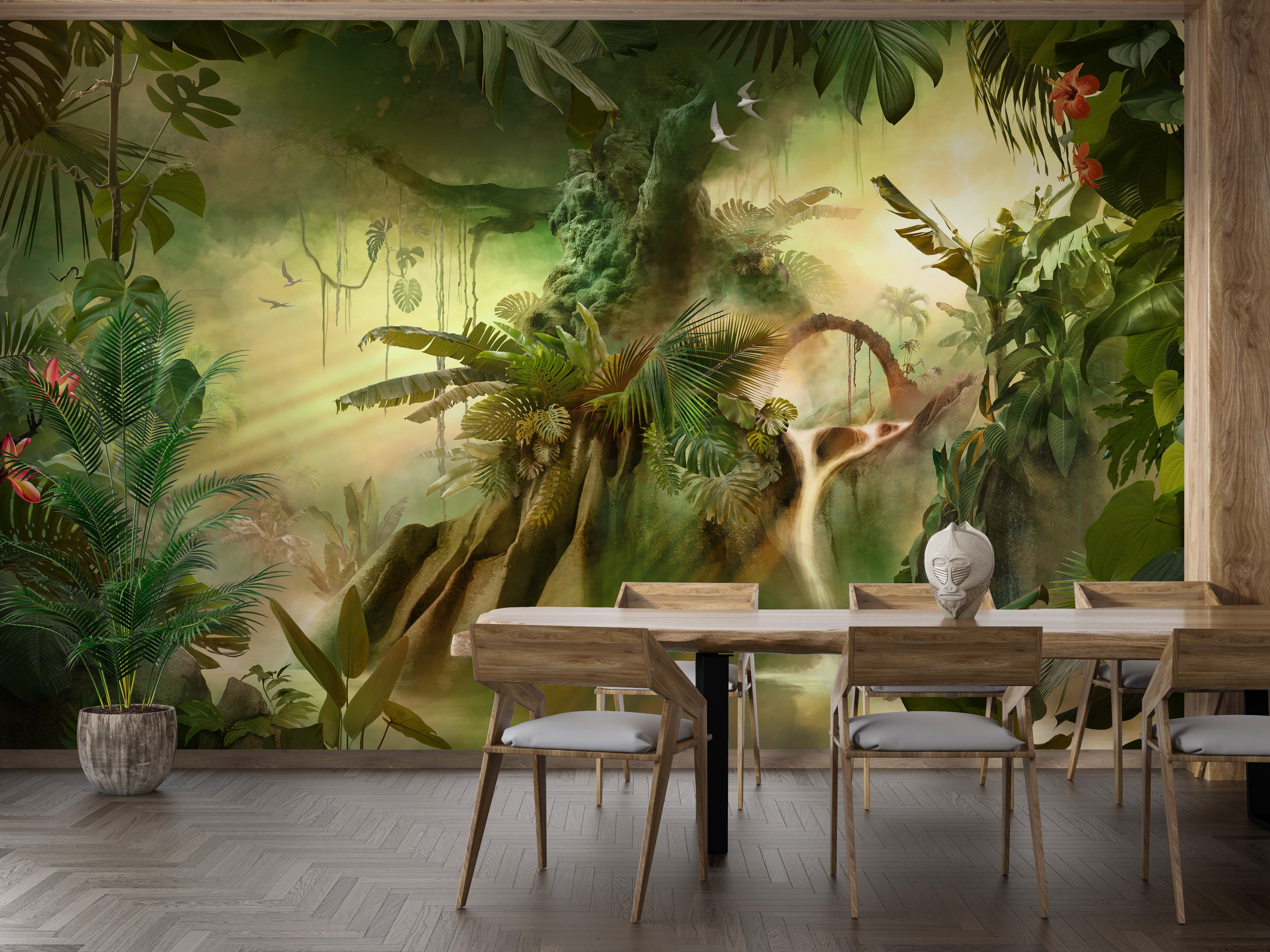 Nature-inspired dreamy forest wall mural
