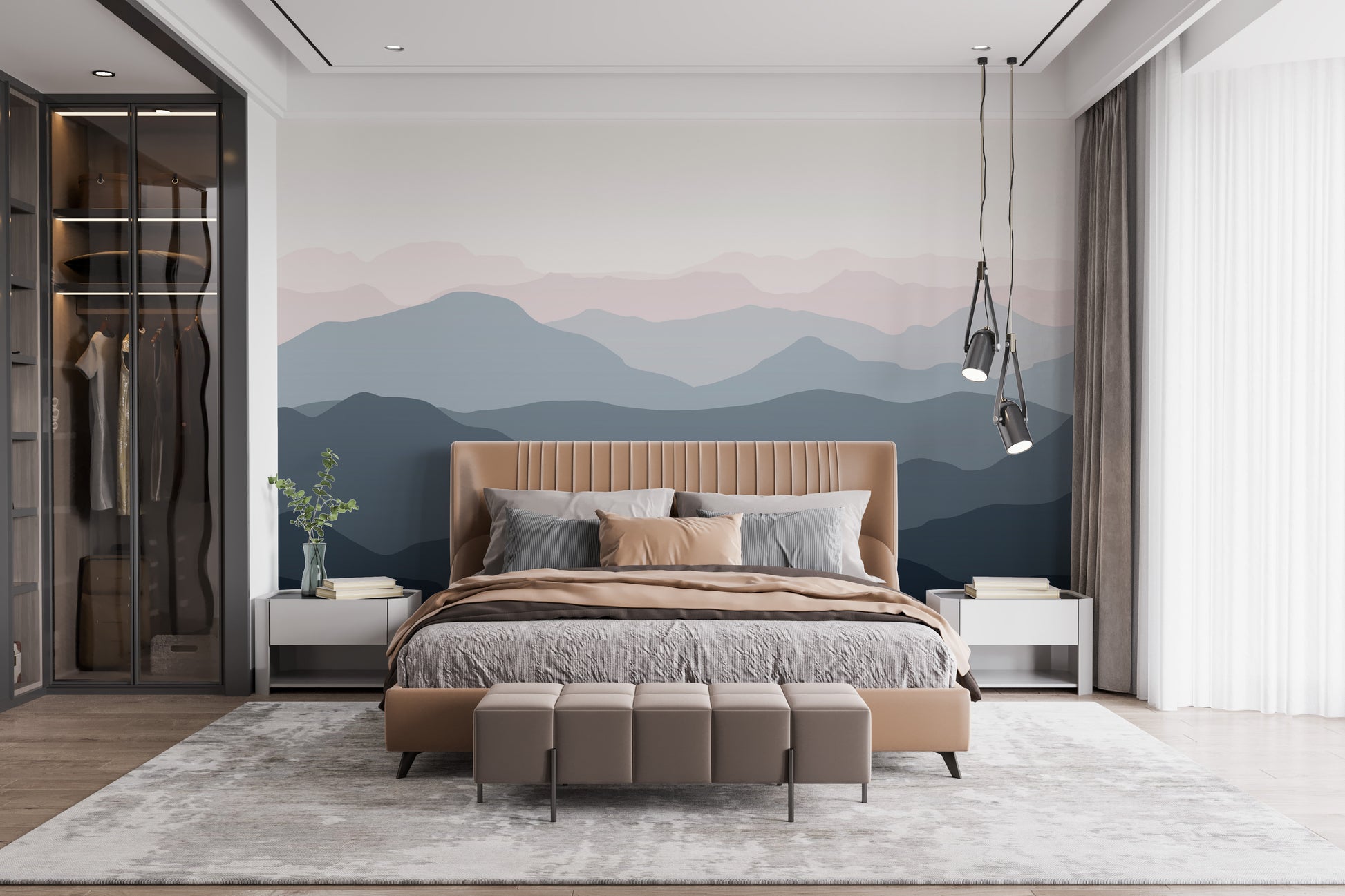 Tranquil mountain wallpaper mural design