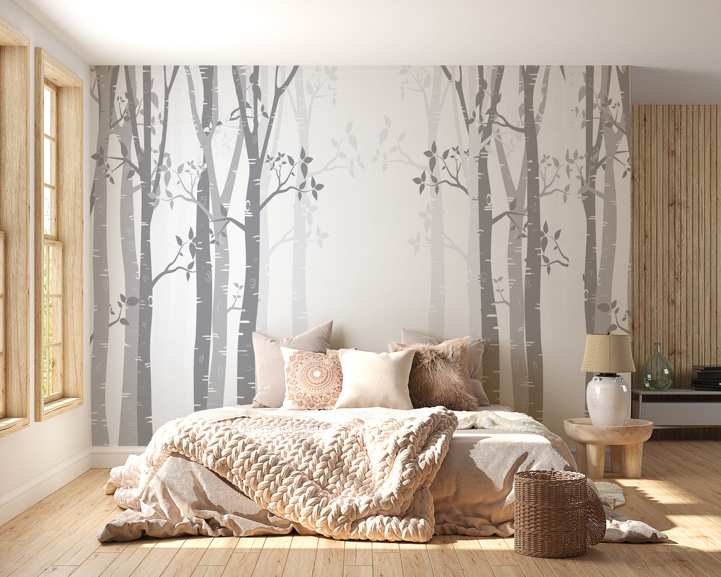 Gray Bamboo forest wallpaper mural