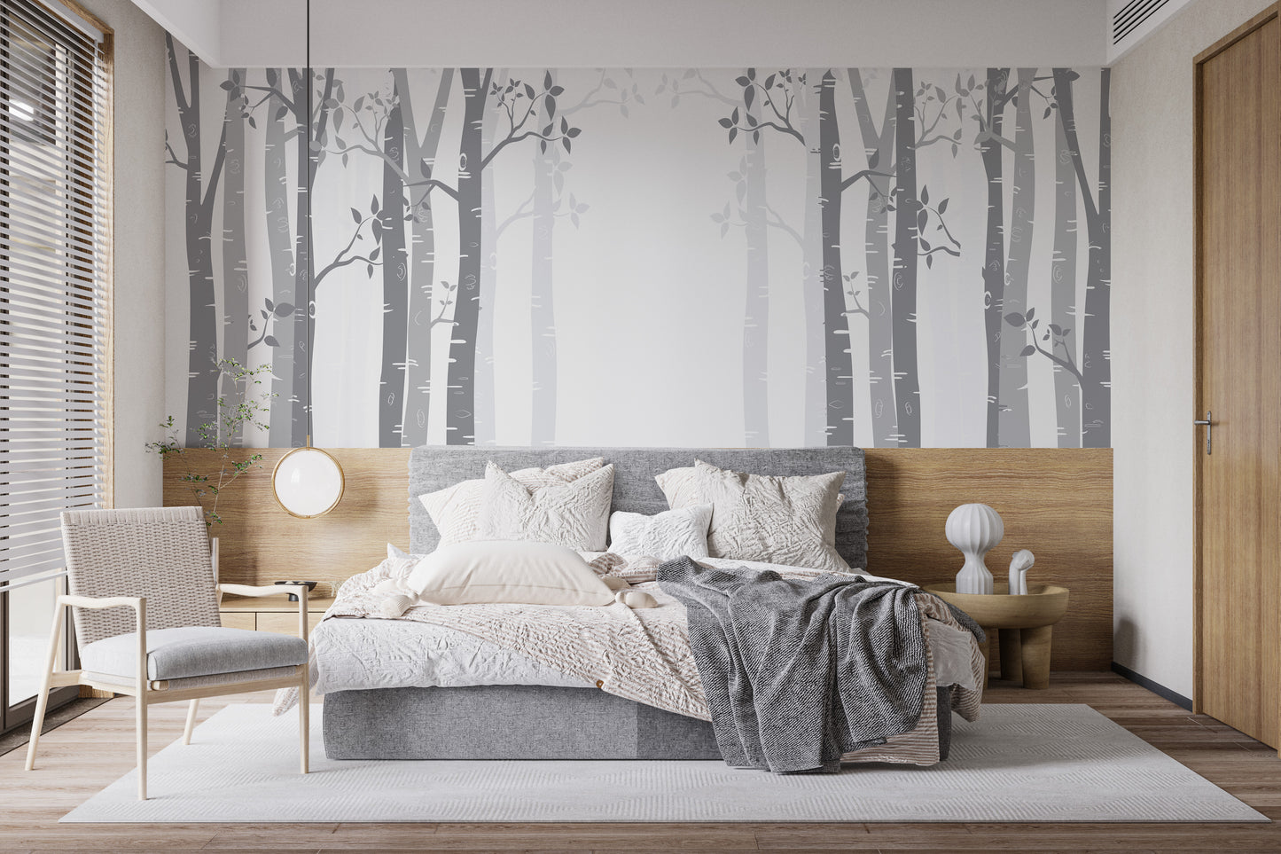 Gray Bamboo forest wallpaper mural