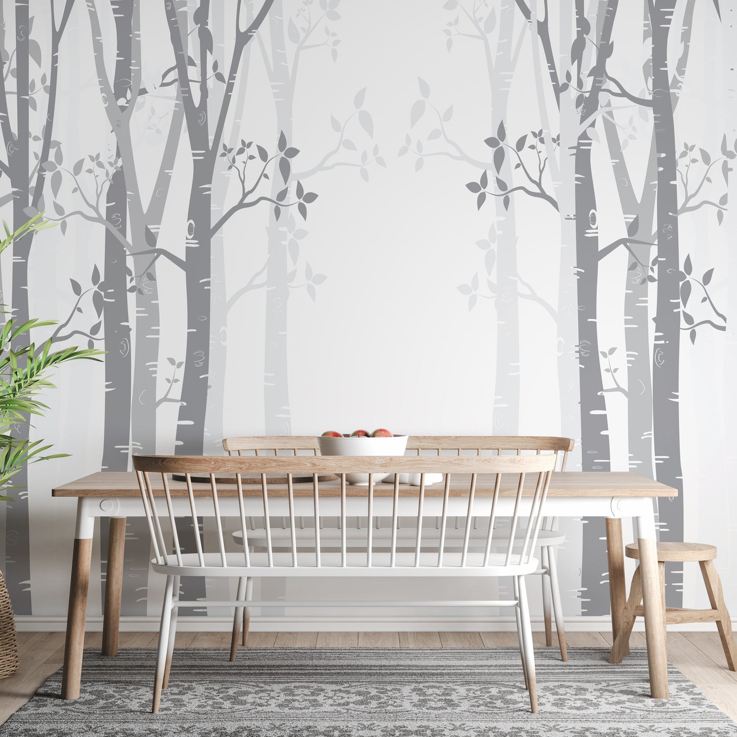 Gray Bamboo forest wallpaper mural