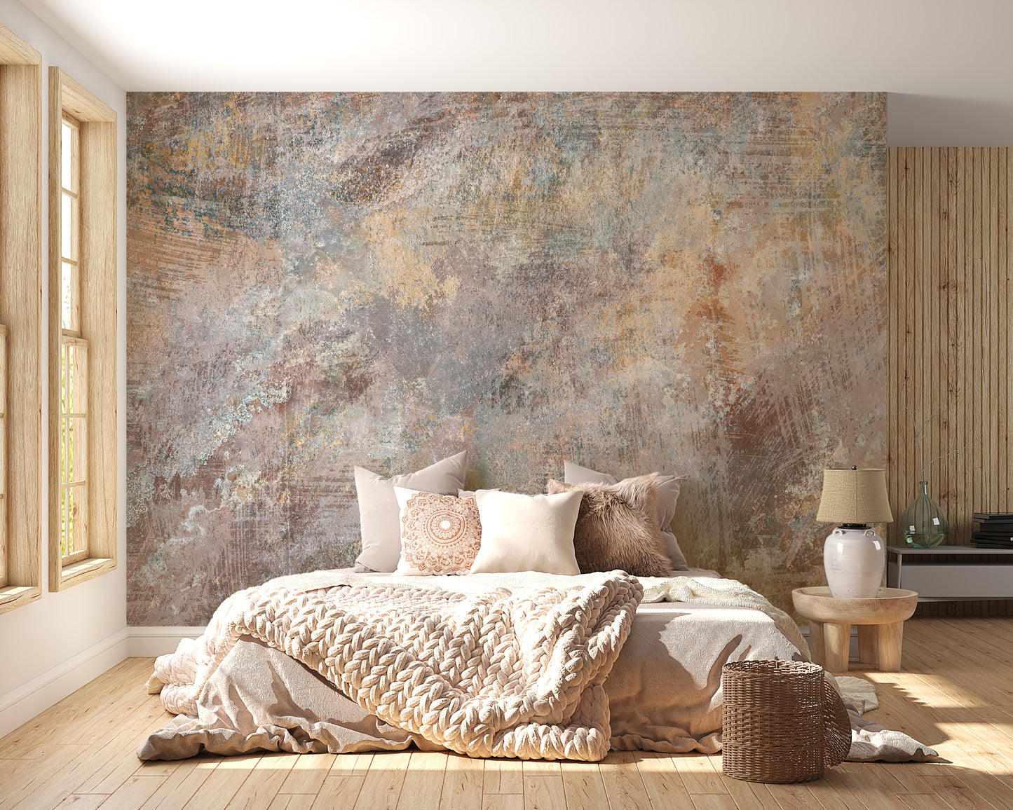 Brown Concrete Stone textured wallpaper mural