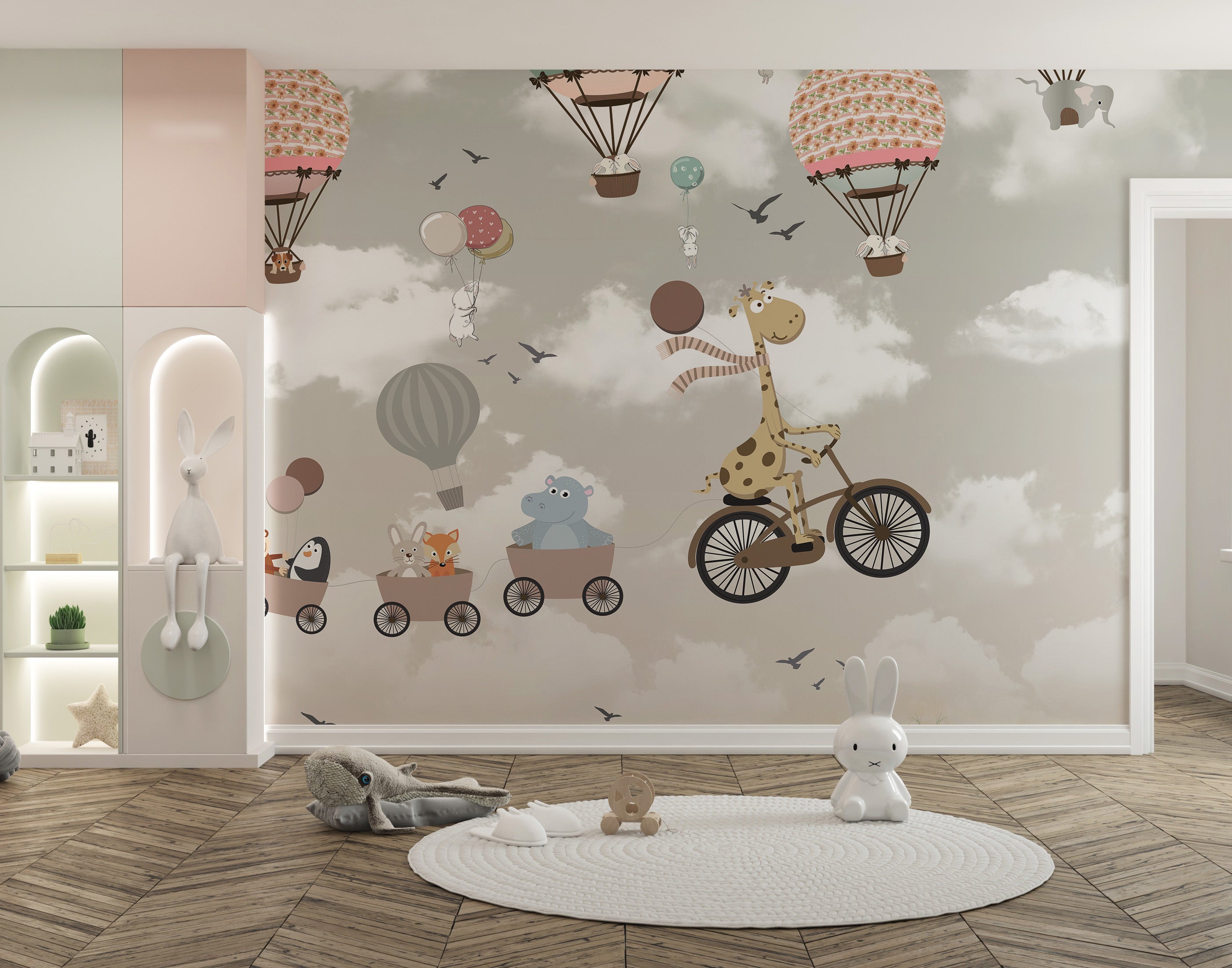 Dreamy Animal Journey Wall Mural for Kids