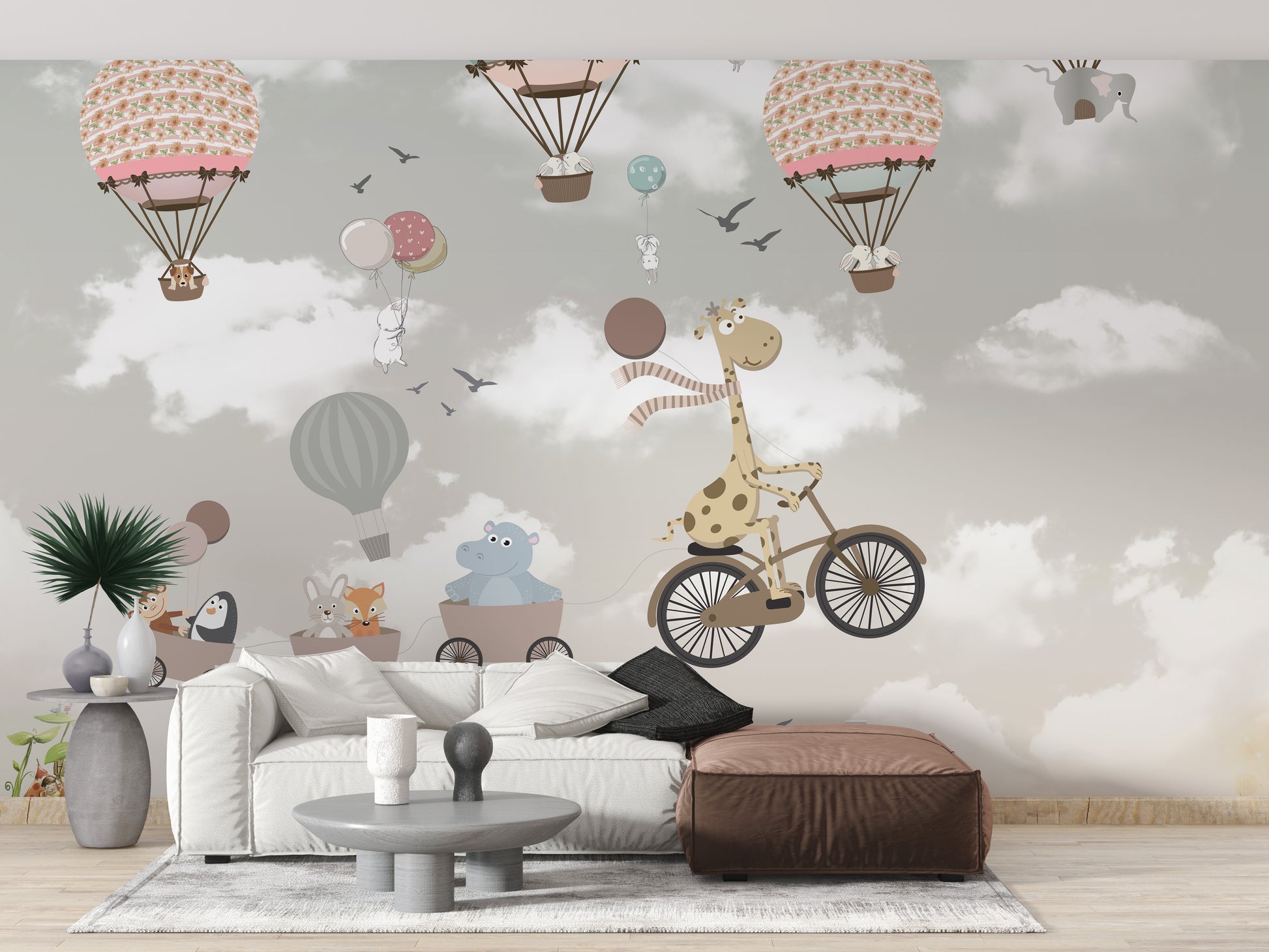 Giraffes and Balloons Nursery Wall Decor