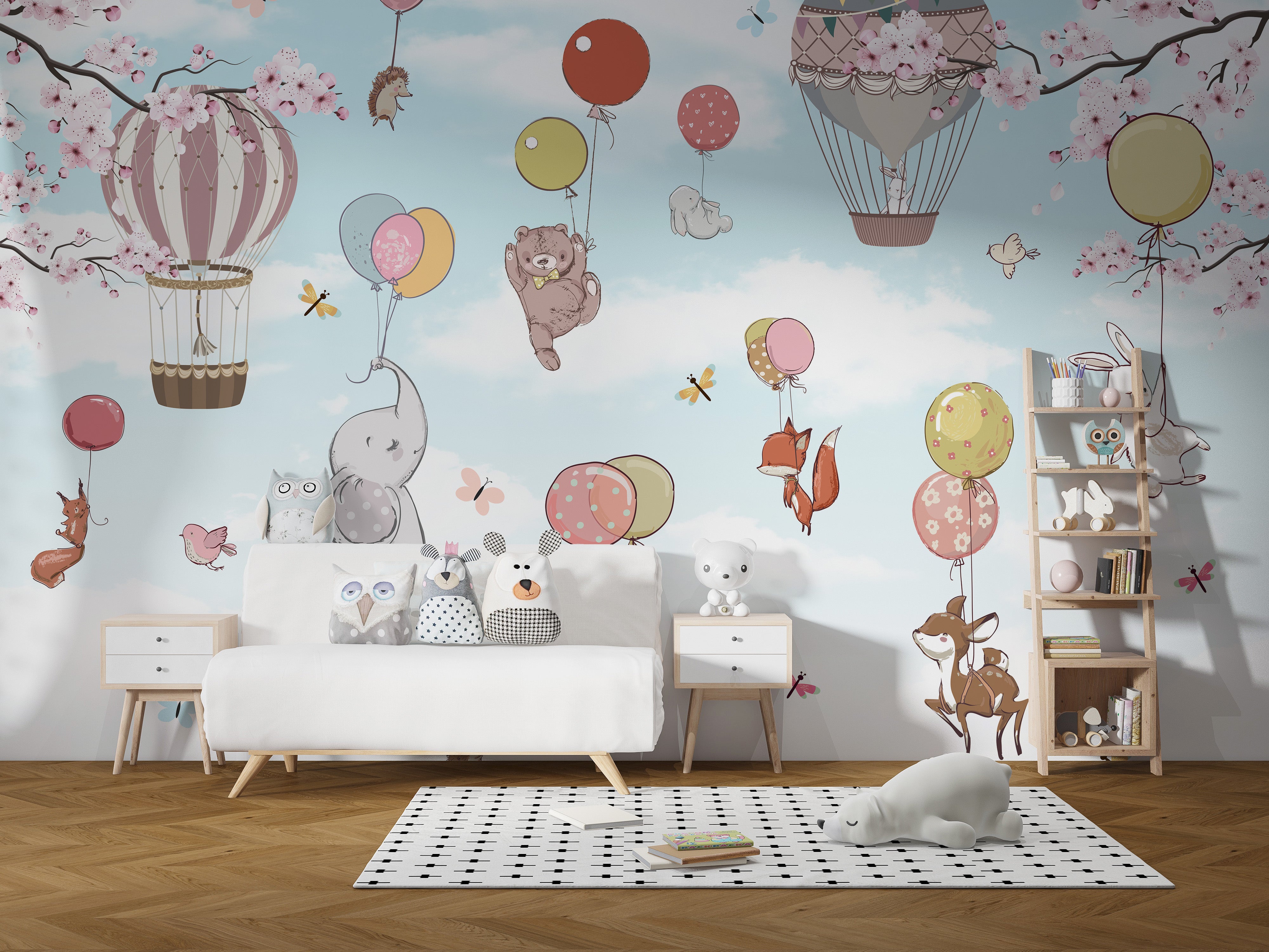 Chubby Elephants and Balloons Wall Decor