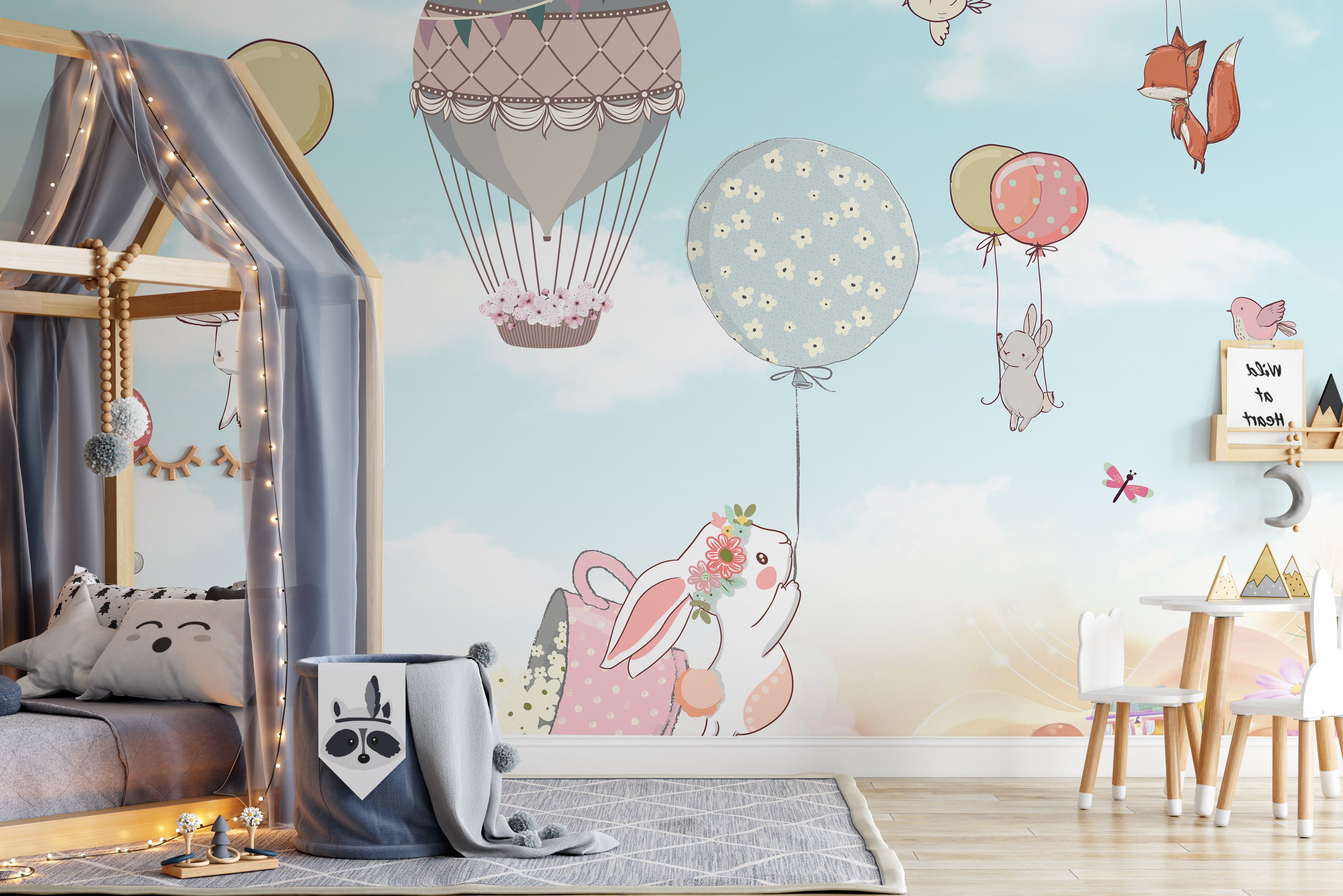 Adorable Flying Bunnies Wall Decoration