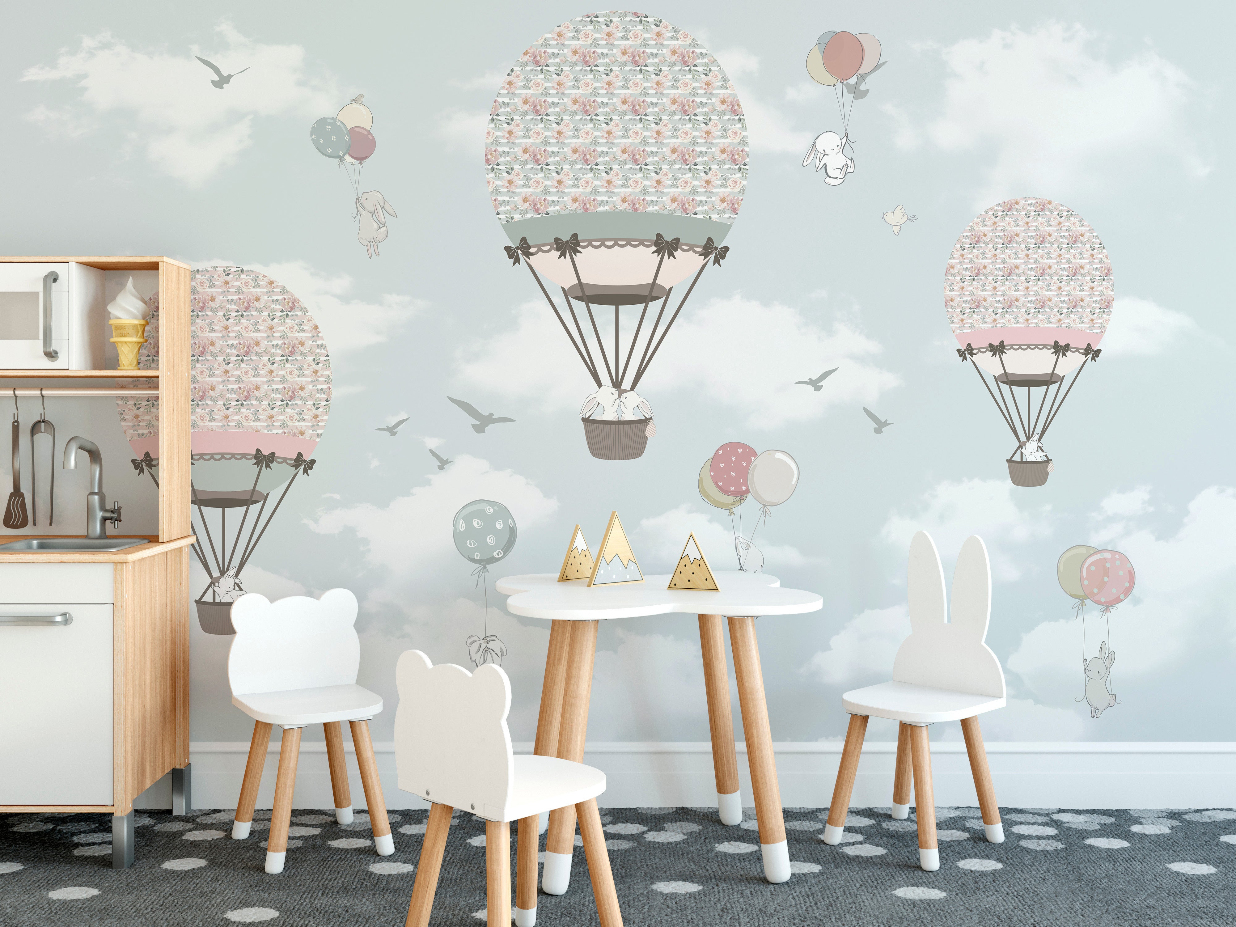 Whimsical animal wallpaper for kid's room