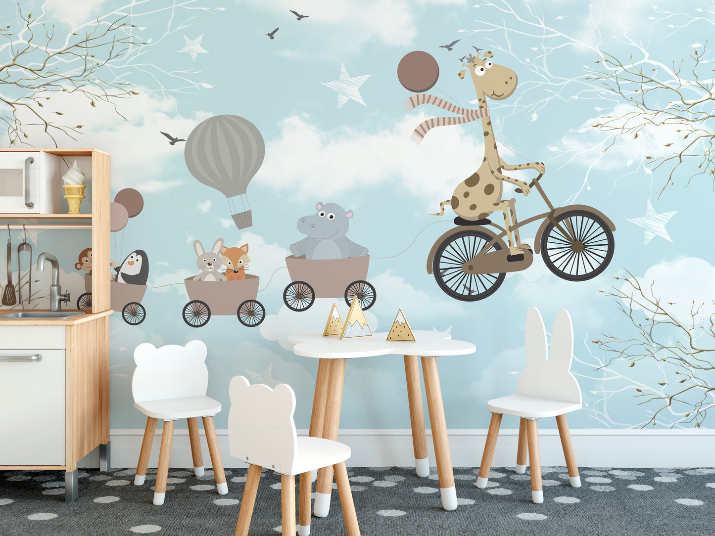 Adorable Animals Kids Room Wallpaper Mural