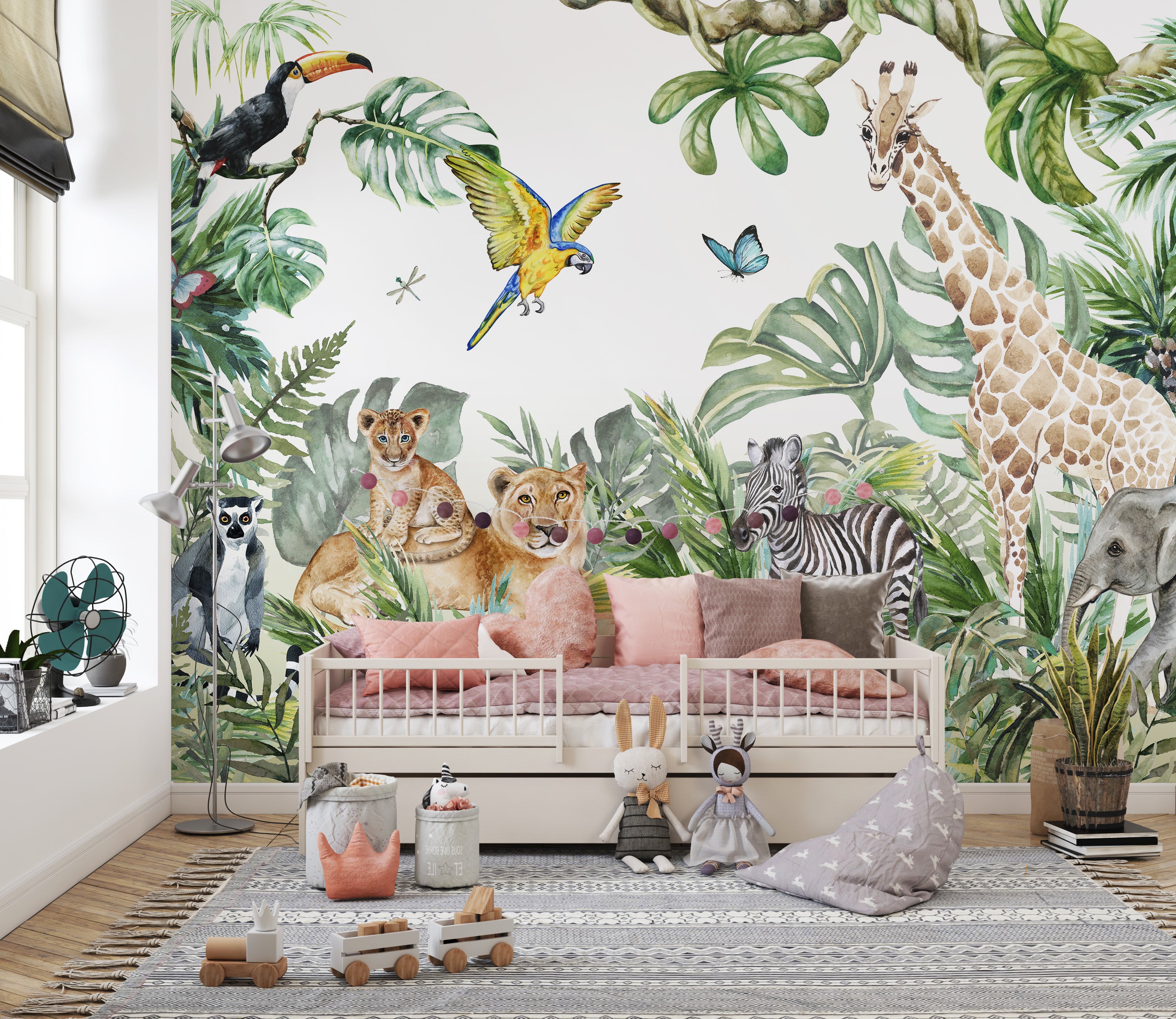 Peel-and-Stick Jungle Animal Wallpaper for Easy Decor