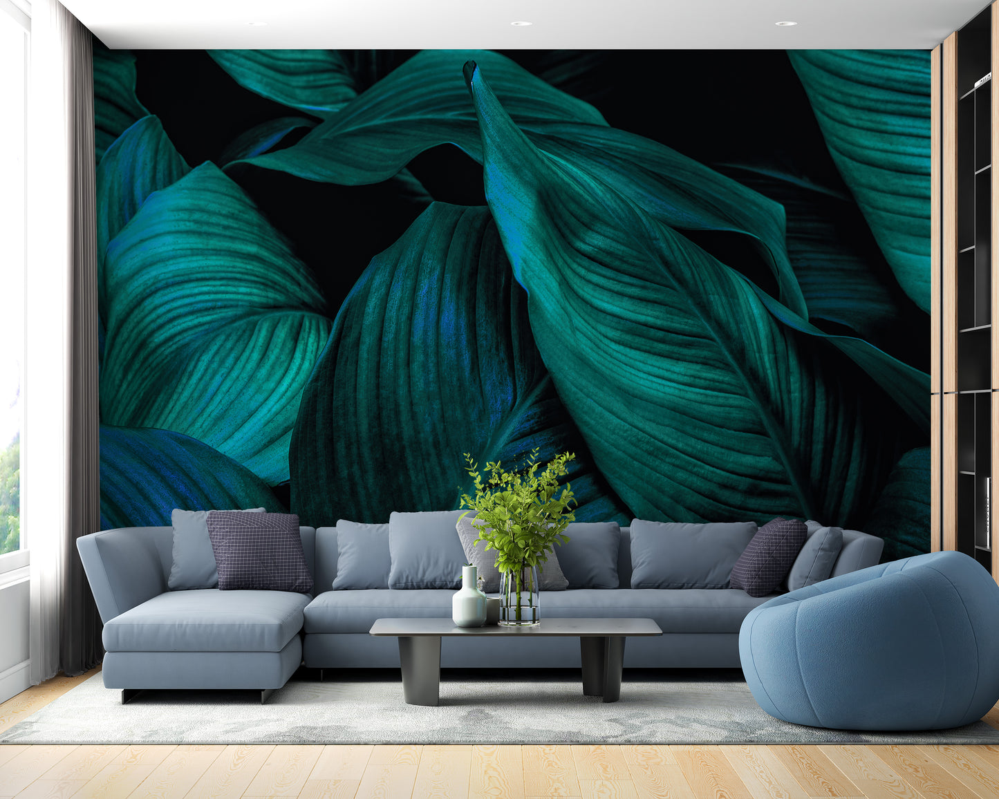 Metallic Tropical Foliage Wallpaper Murals