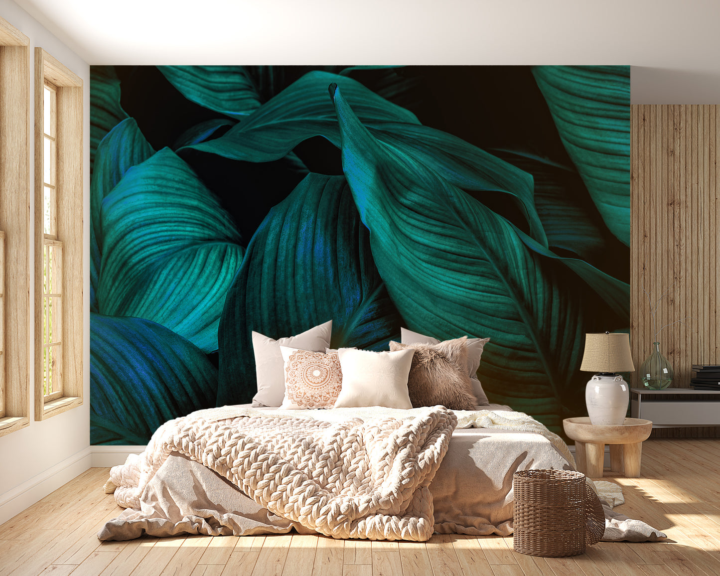 Metallic Tropical Foliage Wallpaper Murals