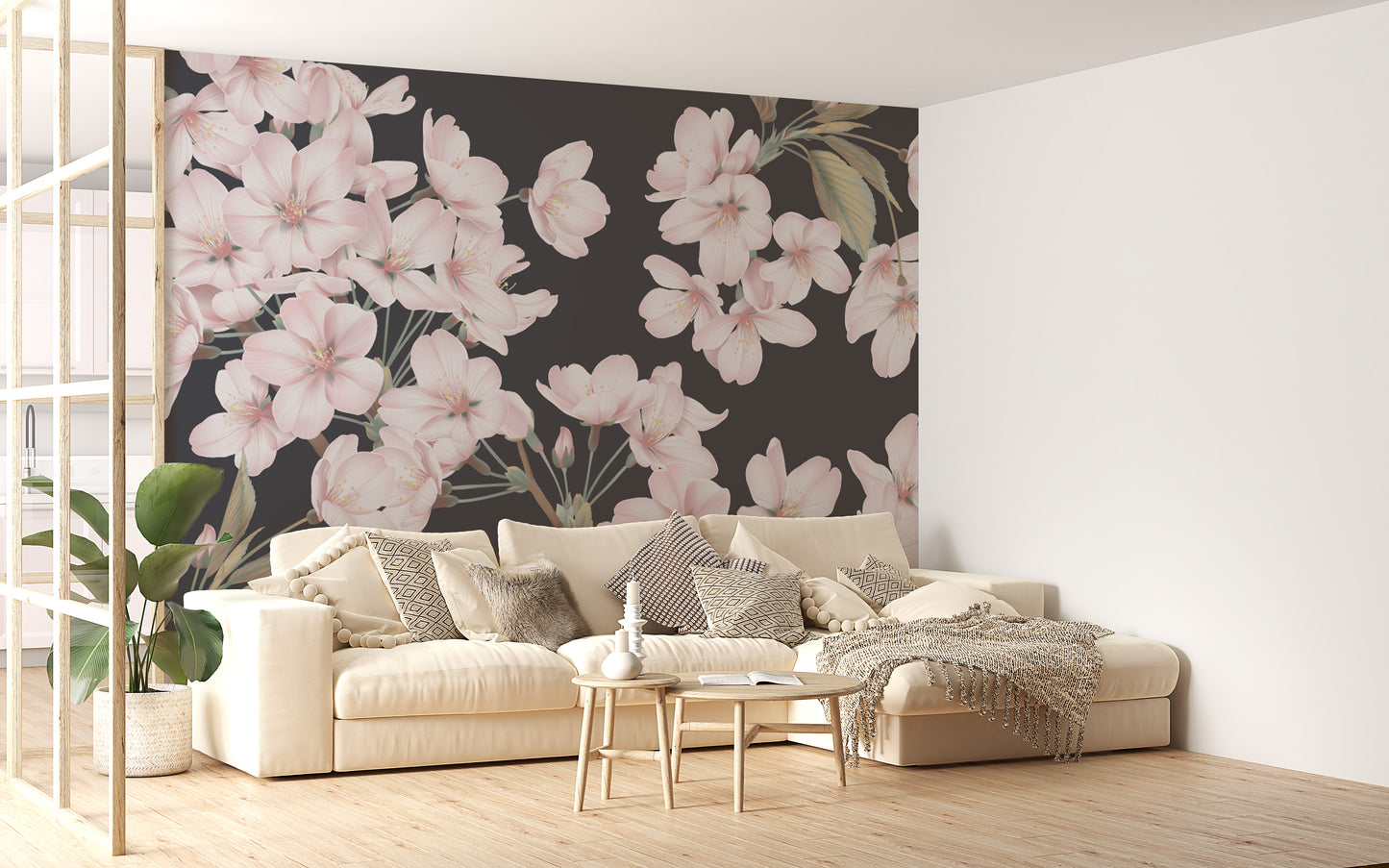 Light pink floral wallpaper