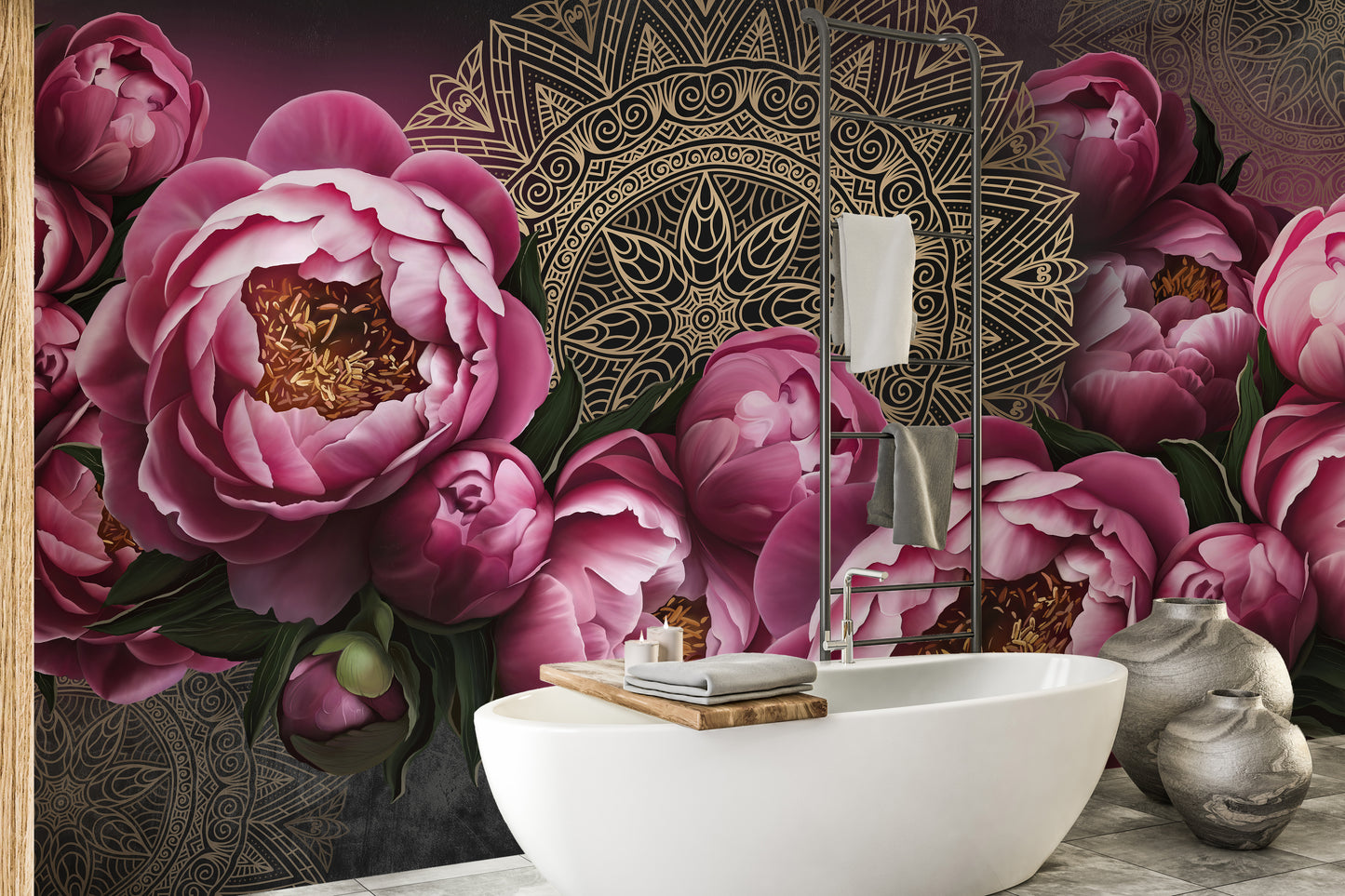 Pink Floral Mandala Design Wallpaper Murals - Giffywalls