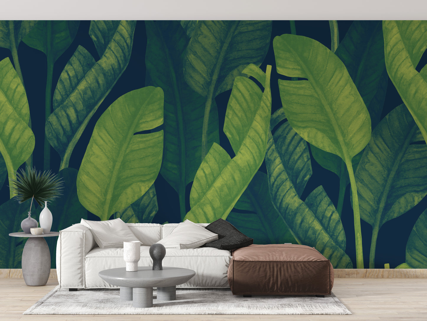 Deep Green Banana leaf wallpaper mural