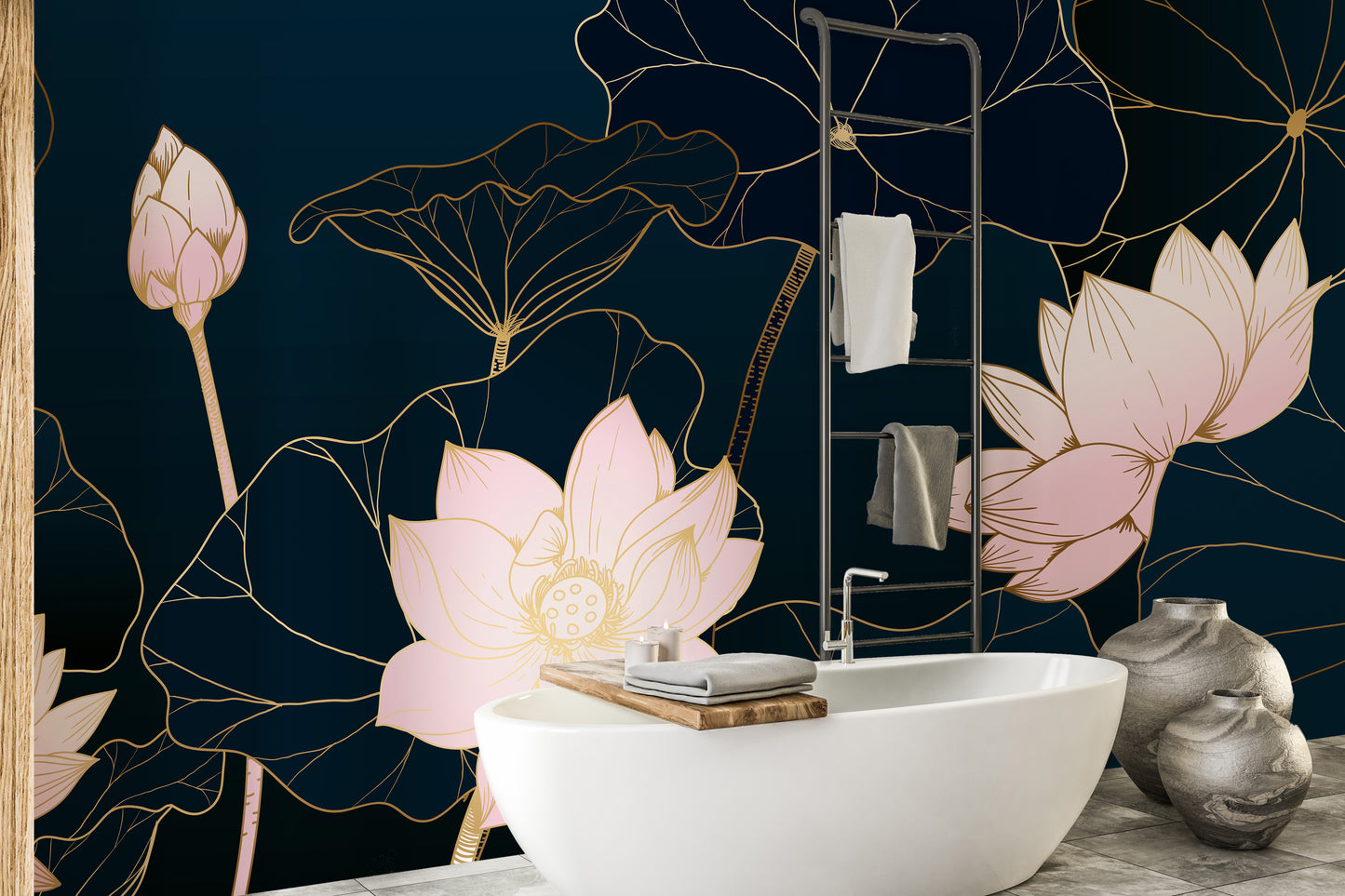 Golden Lotus Wallpaper Mural