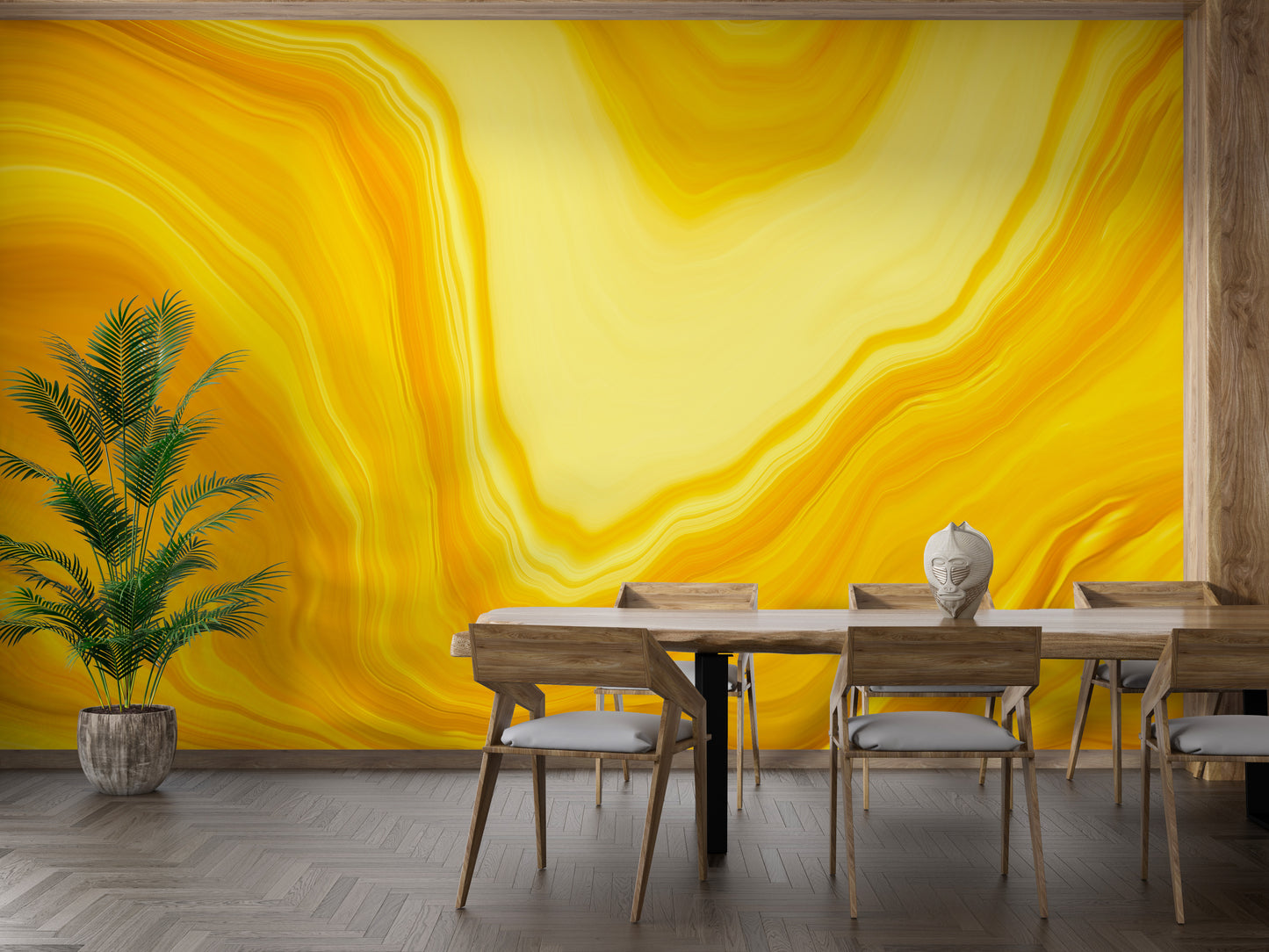 Metallic yellow Color flow wallpaper mural