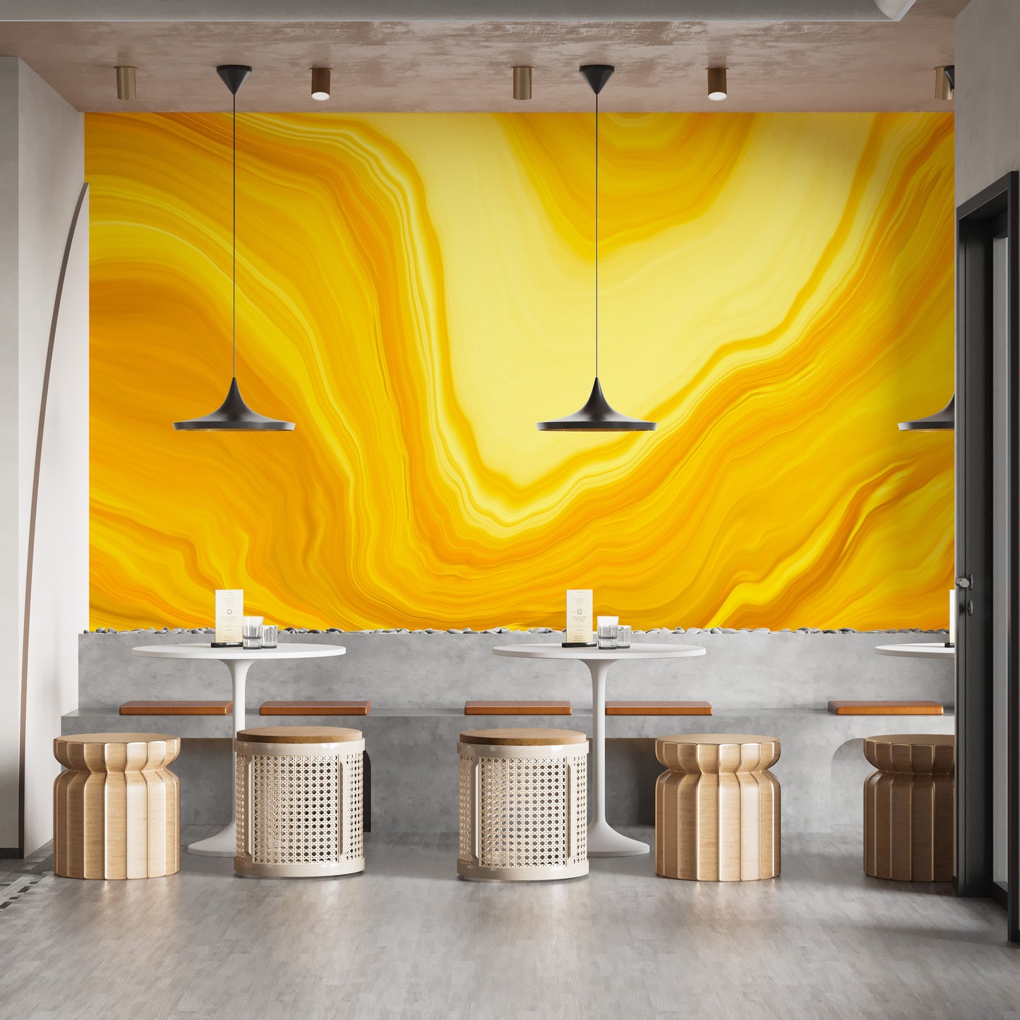 Metallic yellow Color flow wallpaper mural