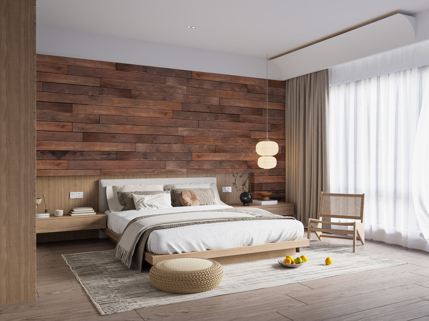 Brown Wooden Panels Wallpaper Mural