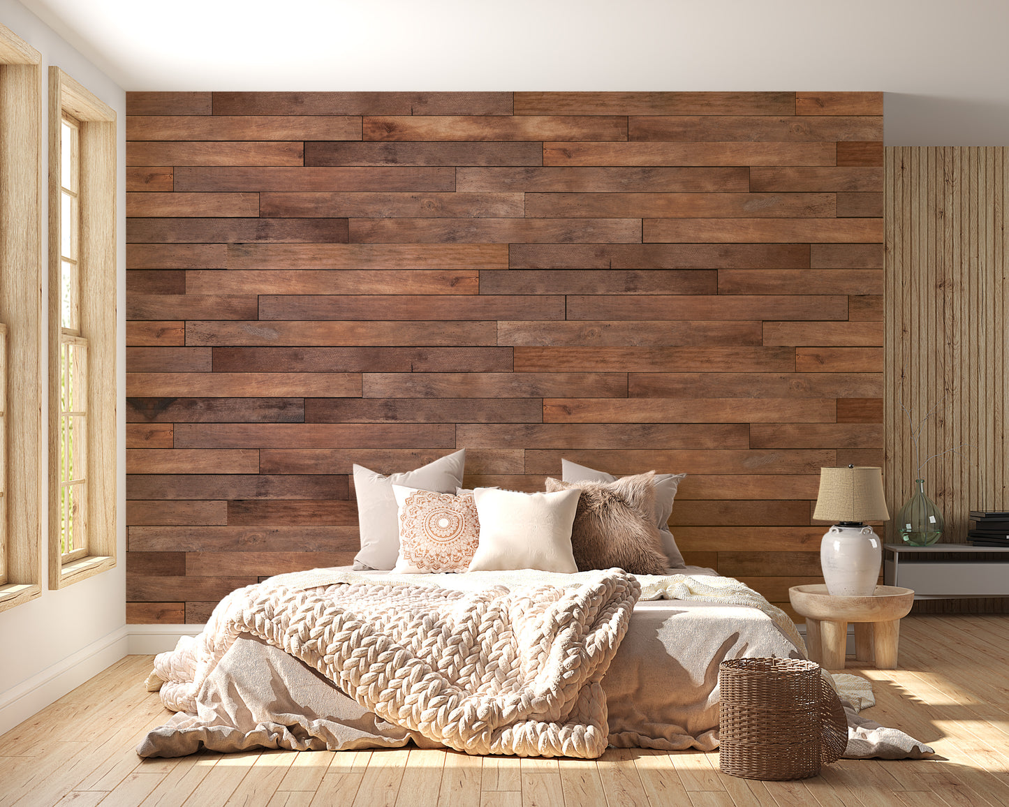 Brown Wooden Panels Wallpaper Mural