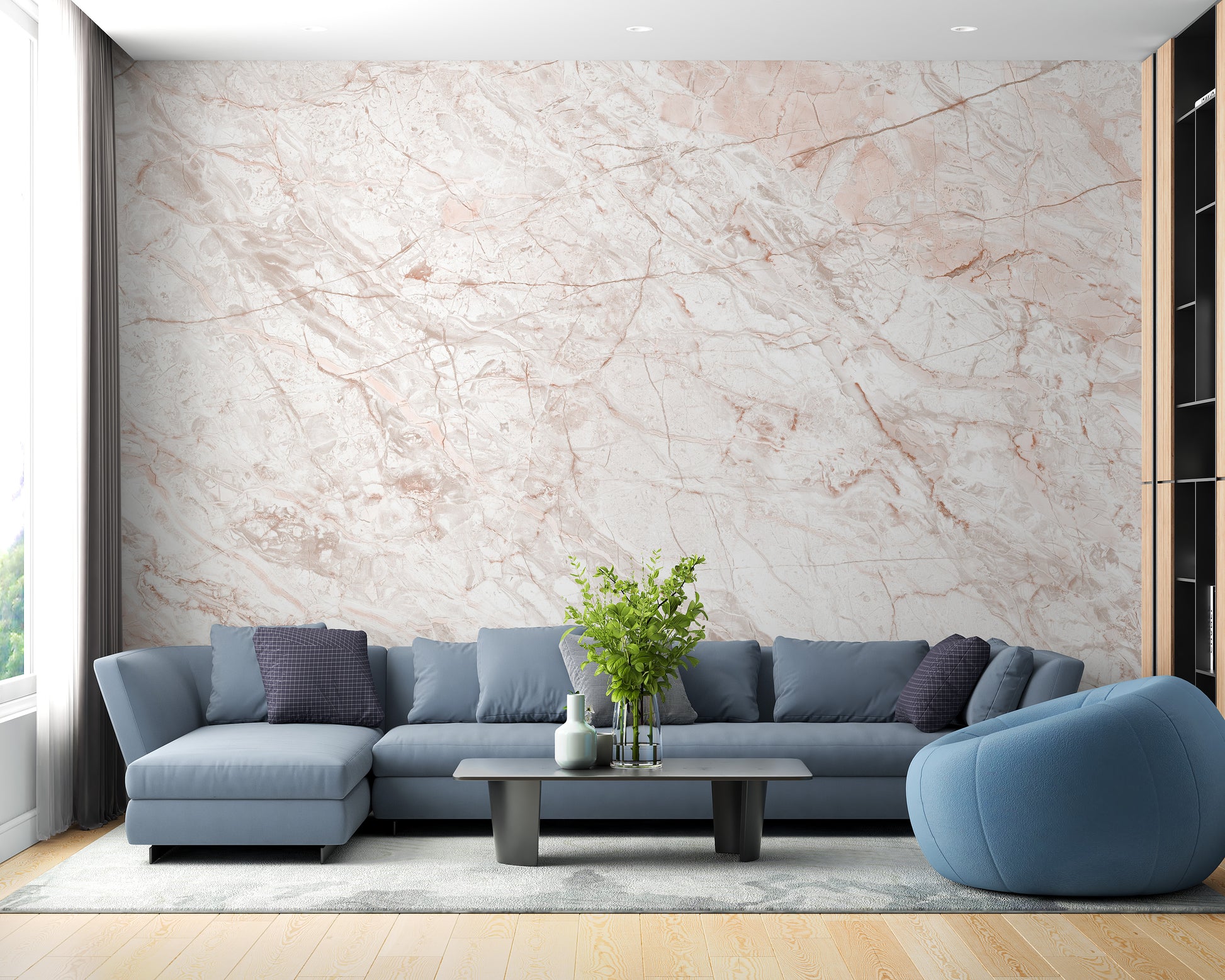 Artistic pink gold marble pattern wall mural
