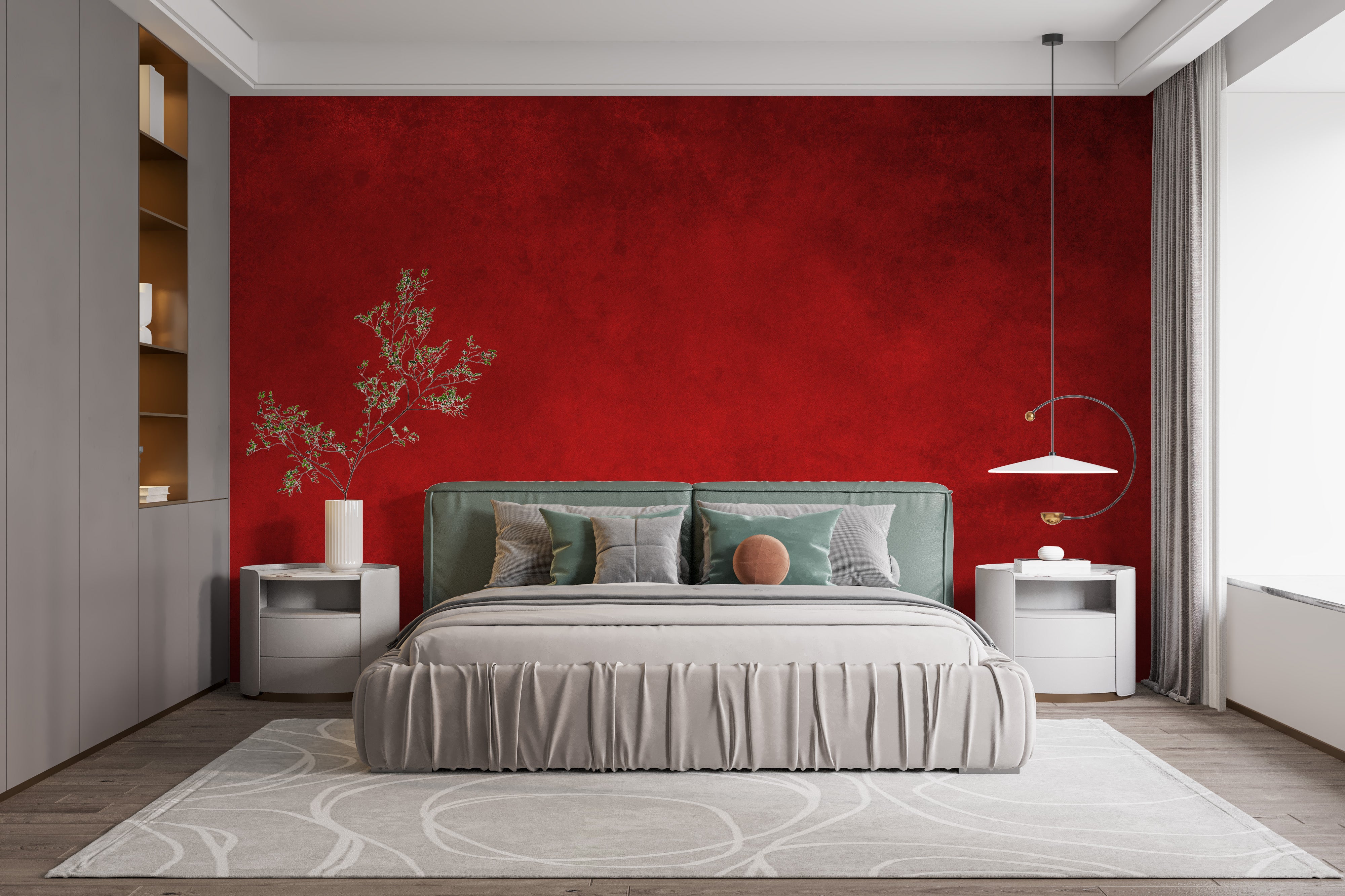 Red concrete effect wallpaper mural for striking decor
