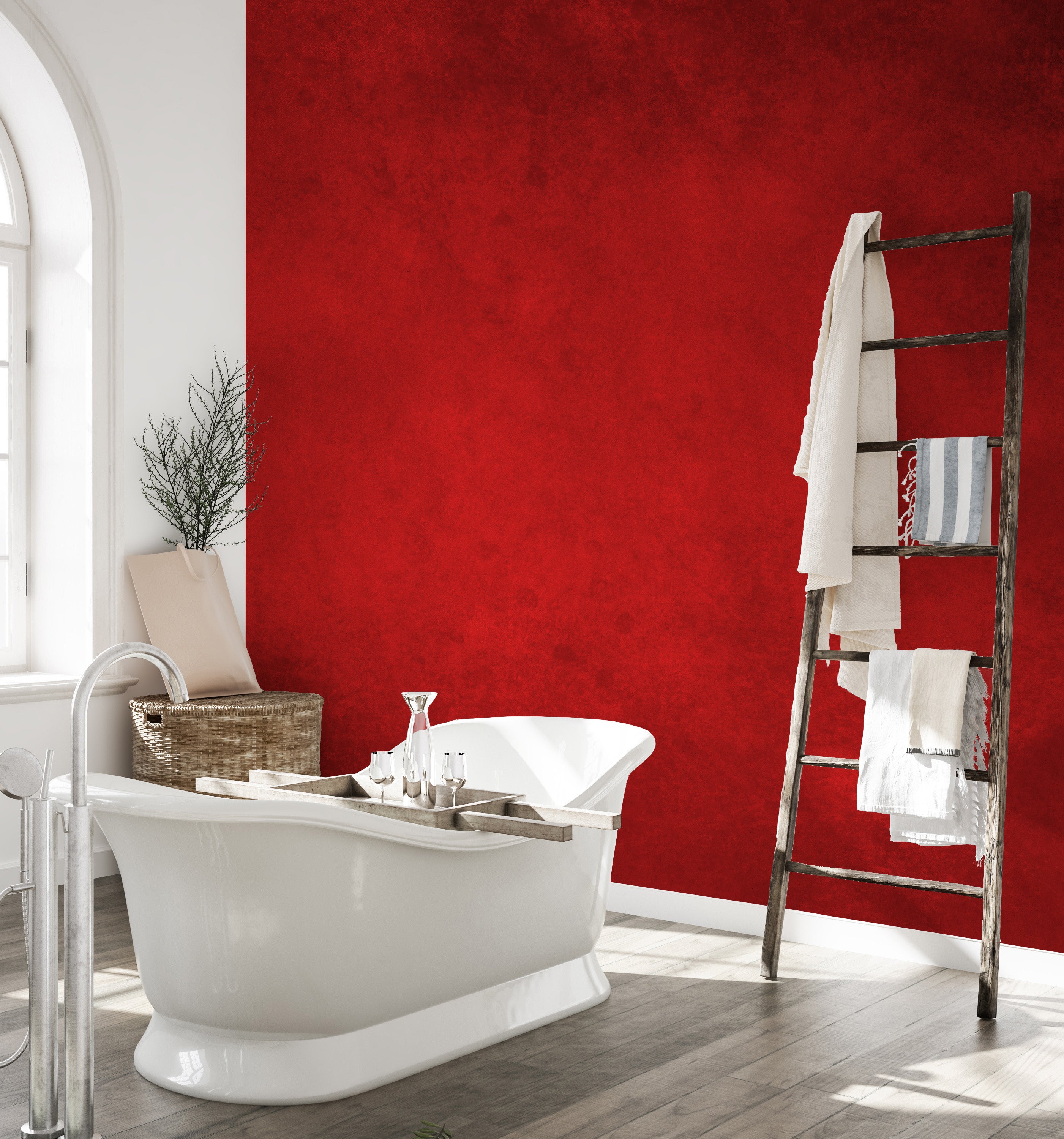 Bright red concrete pattern wallpaper mural for walls
