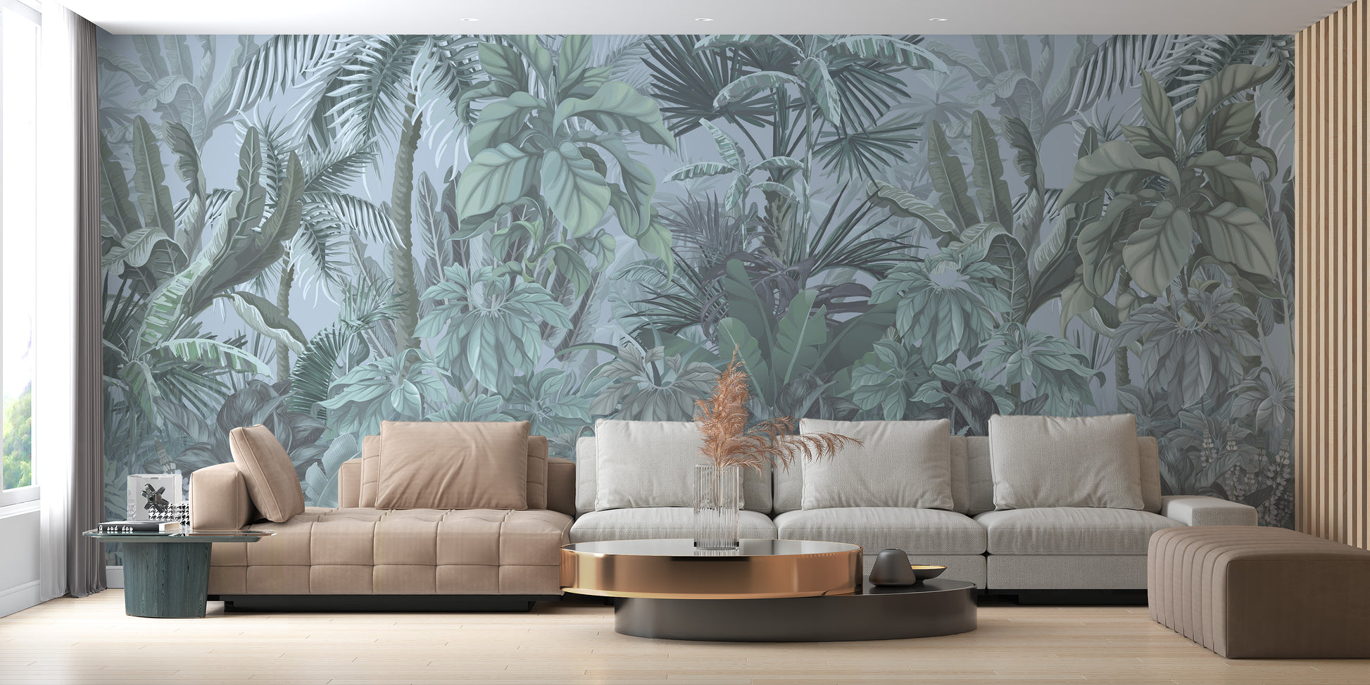 Tropical forest wallpaper with lush leaves
